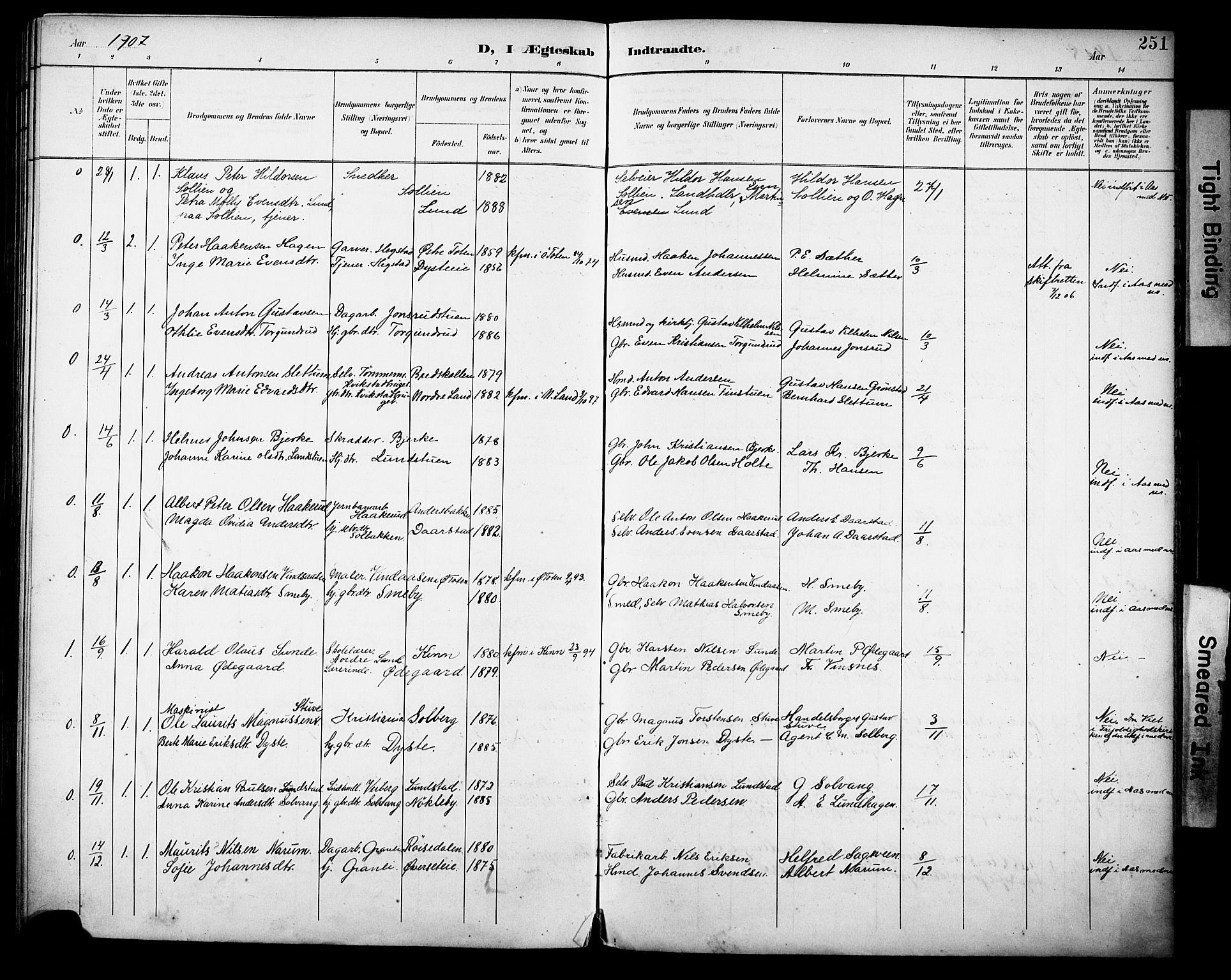 Vestre Toten prestekontor, SAH/PREST-108/H/Ha/Haa/L0013: Parish register (official) no. 13, 1895-1911, p. 251