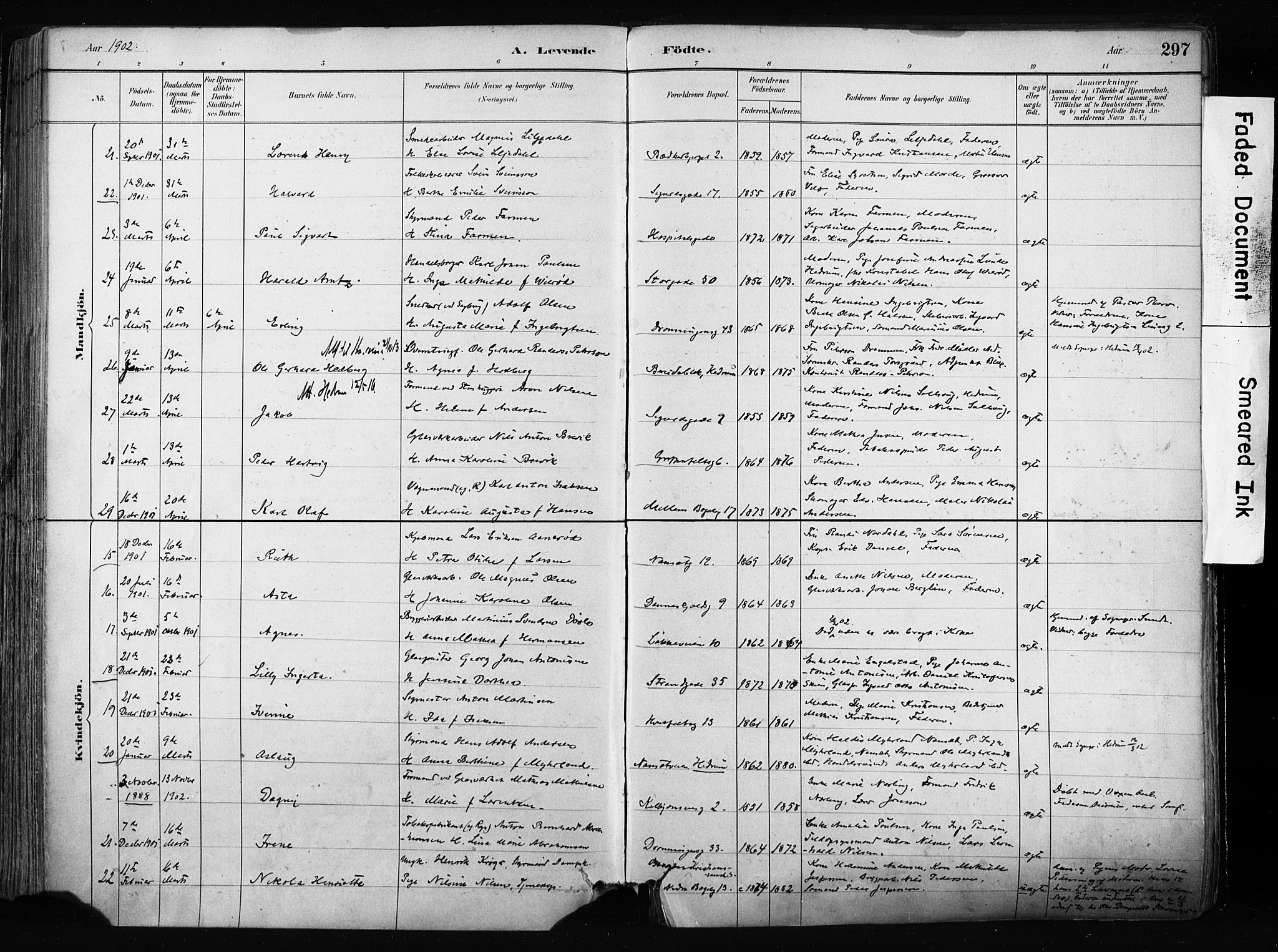 Larvik kirkebøker, AV/SAKO-A-352/F/Fa/L0009: Parish register (official) no. I 9, 1884-1904, p. 297