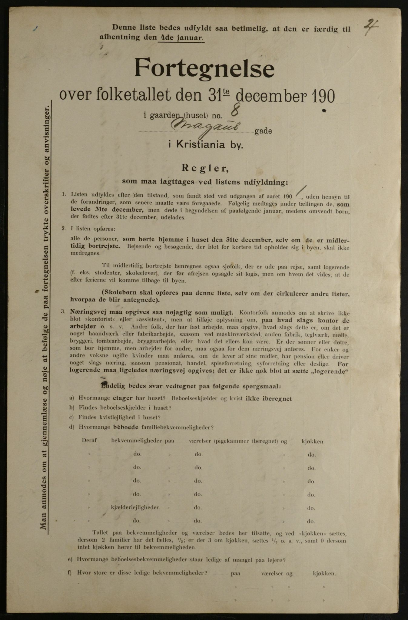 OBA, Municipal Census 1901 for Kristiania, 1901, p. 9188