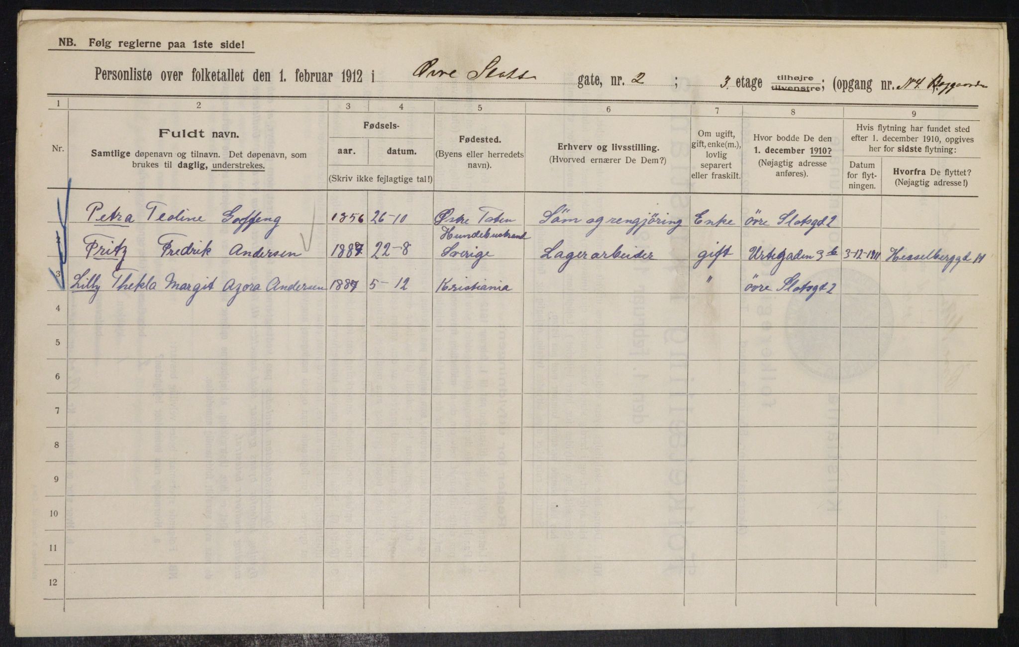 OBA, Municipal Census 1912 for Kristiania, 1912, p. 129887