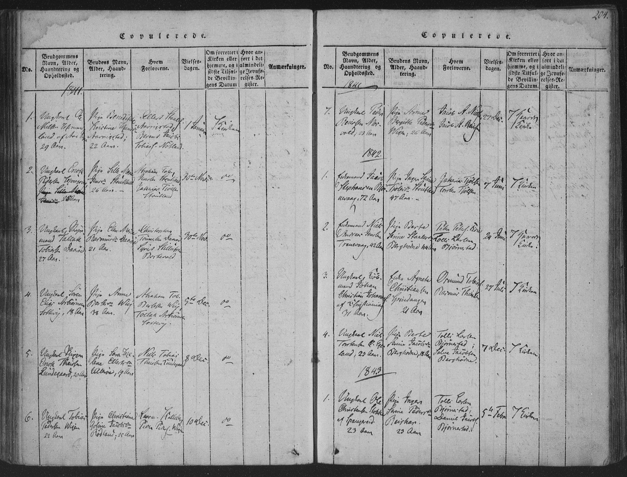 Herad sokneprestkontor, SAK/1111-0018/F/Fa/Fab/L0002: Parish register (official) no. A 2, 1816-1844, p. 204