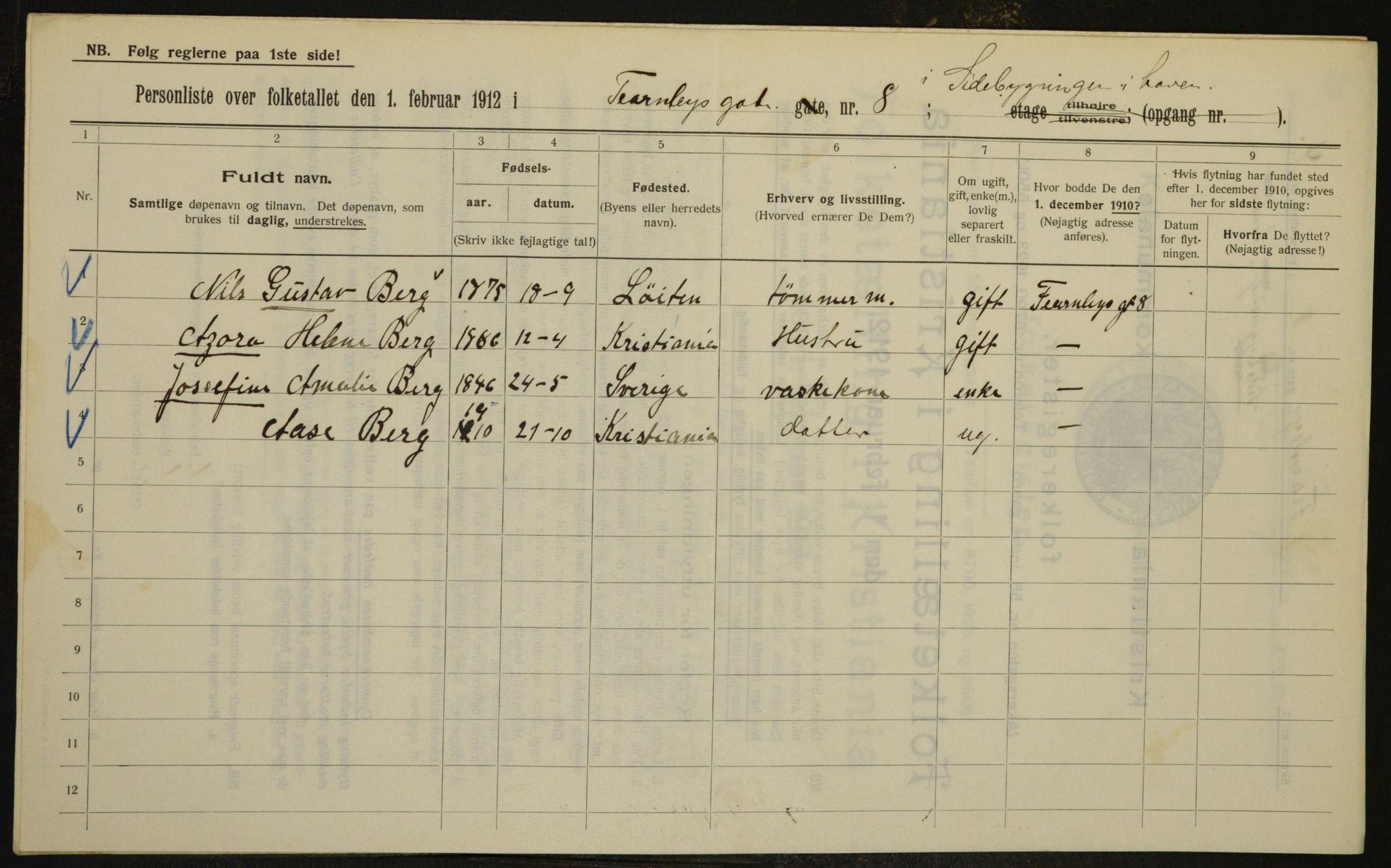 OBA, Municipal Census 1912 for Kristiania, 1912, p. 23950