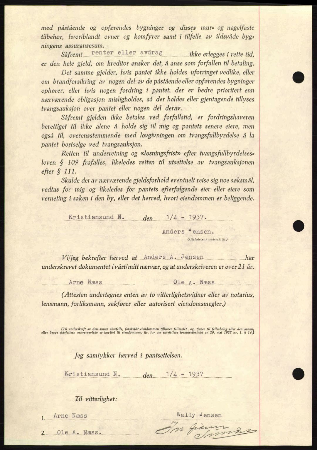 Kristiansund byfogd, AV/SAT-A-4587/A/27: Mortgage book no. 29, 1936-1937, Diary no: : 181/1937
