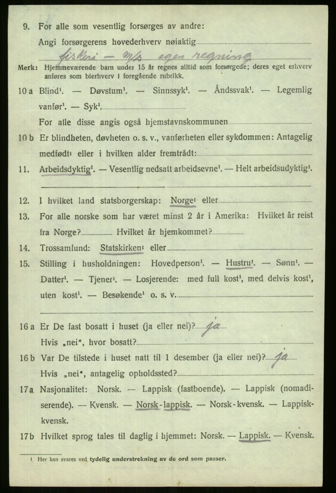 SATØ, 1920 census for Lyngen, 1920, p. 3554