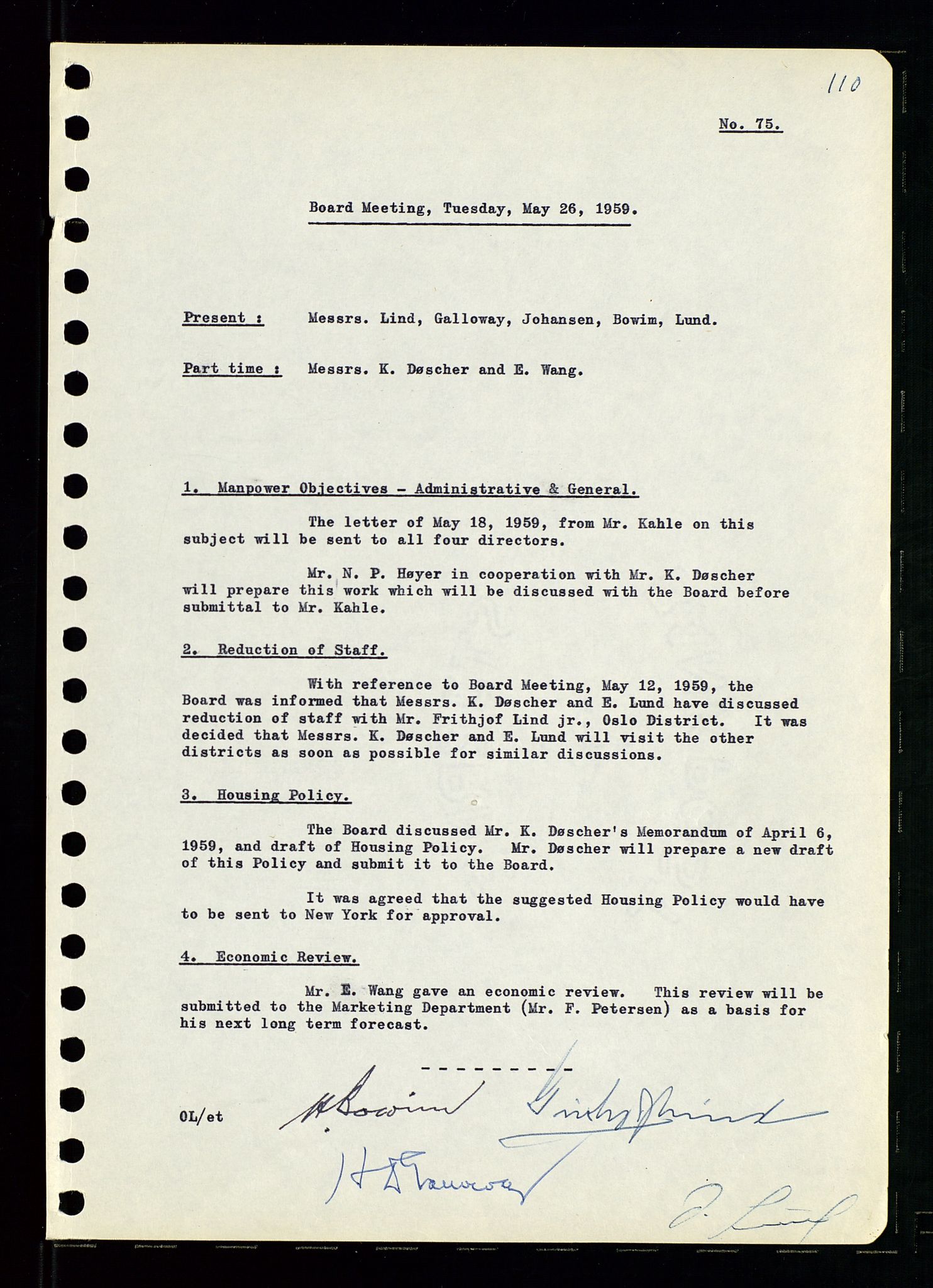 Pa 0982 - Esso Norge A/S, SAST/A-100448/A/Aa/L0001/0001: Den administrerende direksjon Board minutes (styrereferater) / Den administrerende direksjon Board minutes (styrereferater), 1958-1959, p. 110