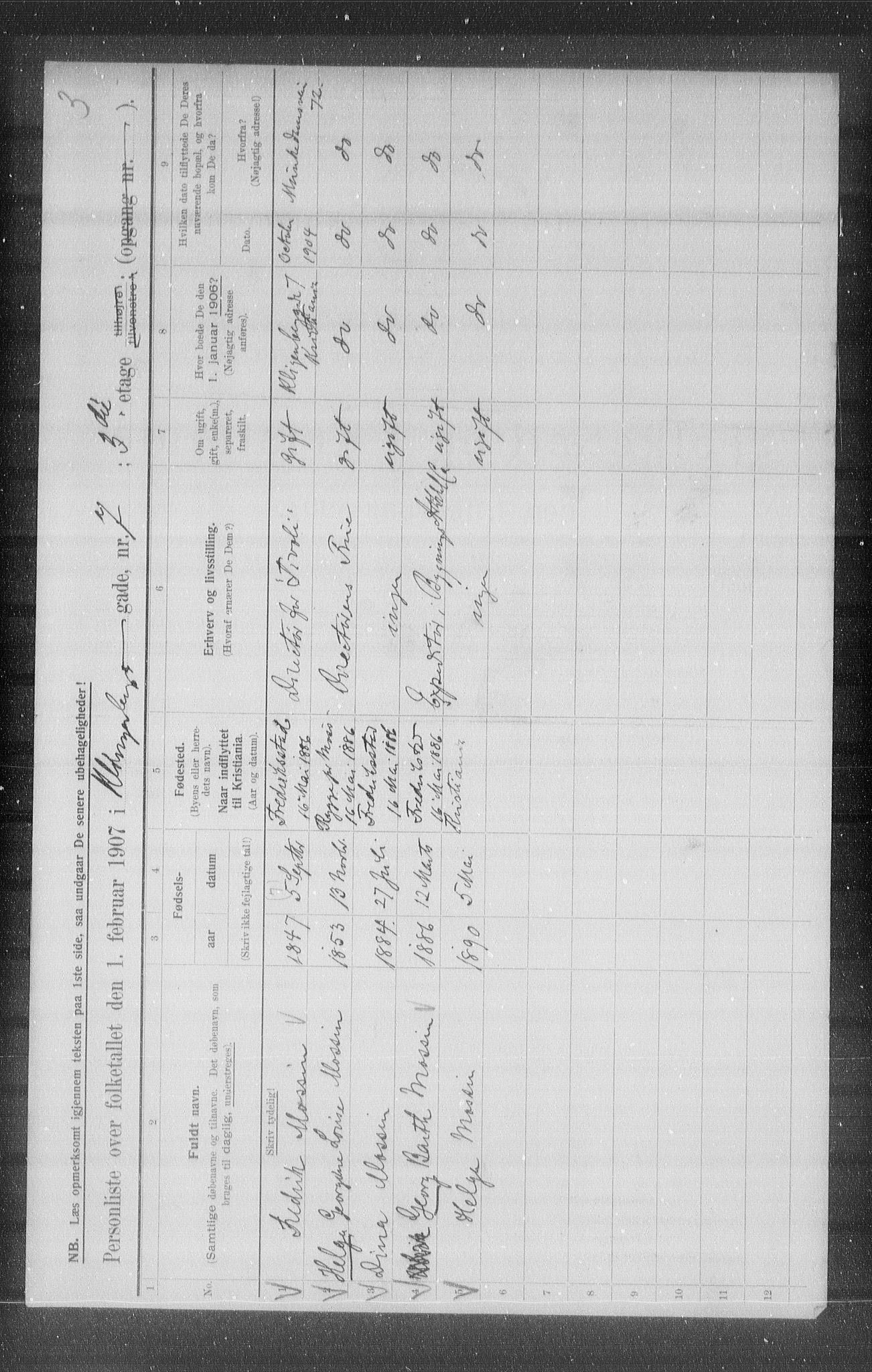 OBA, Municipal Census 1907 for Kristiania, 1907, p. 26396