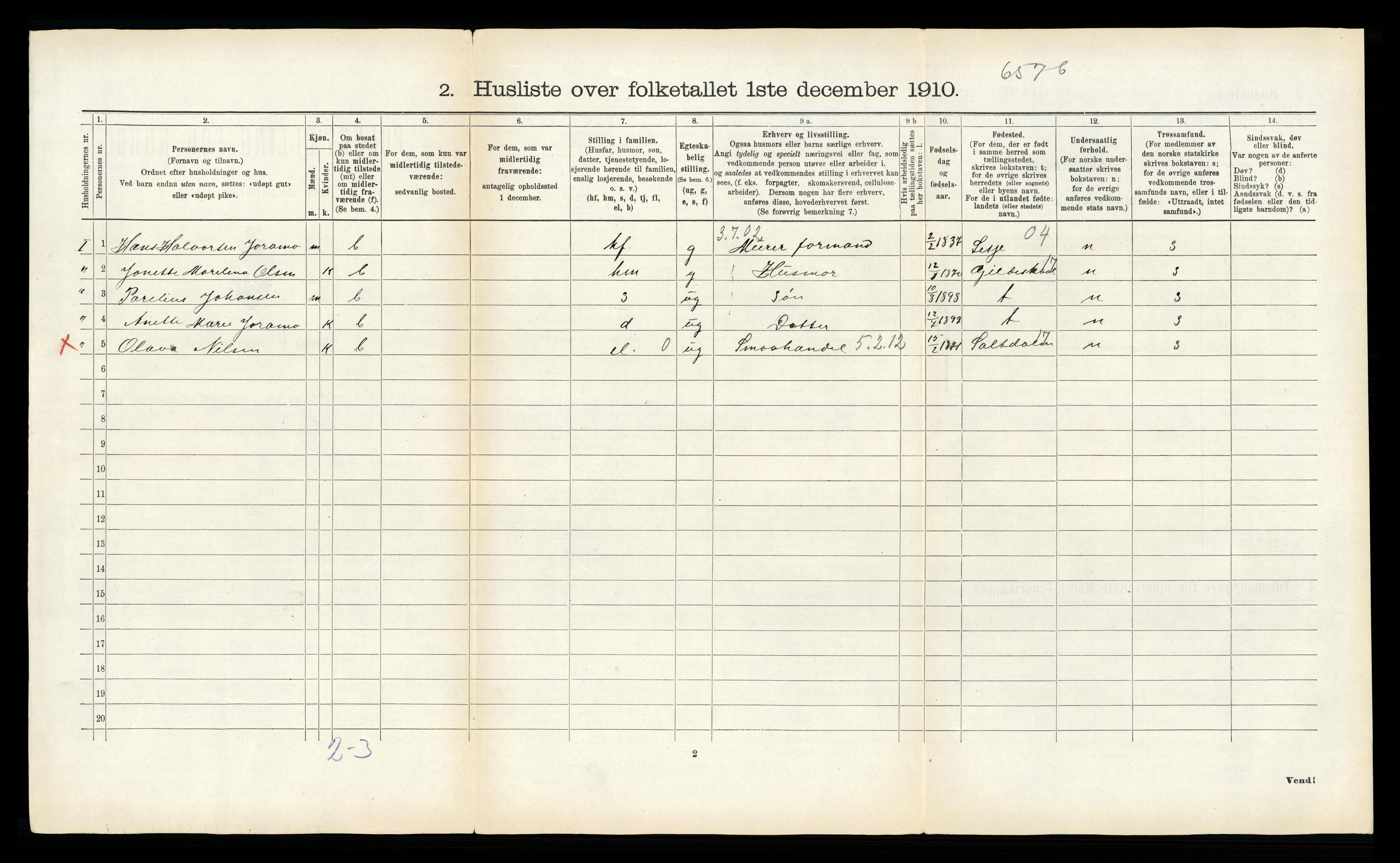 RA, 1910 census for Fauske, 1910, p. 349