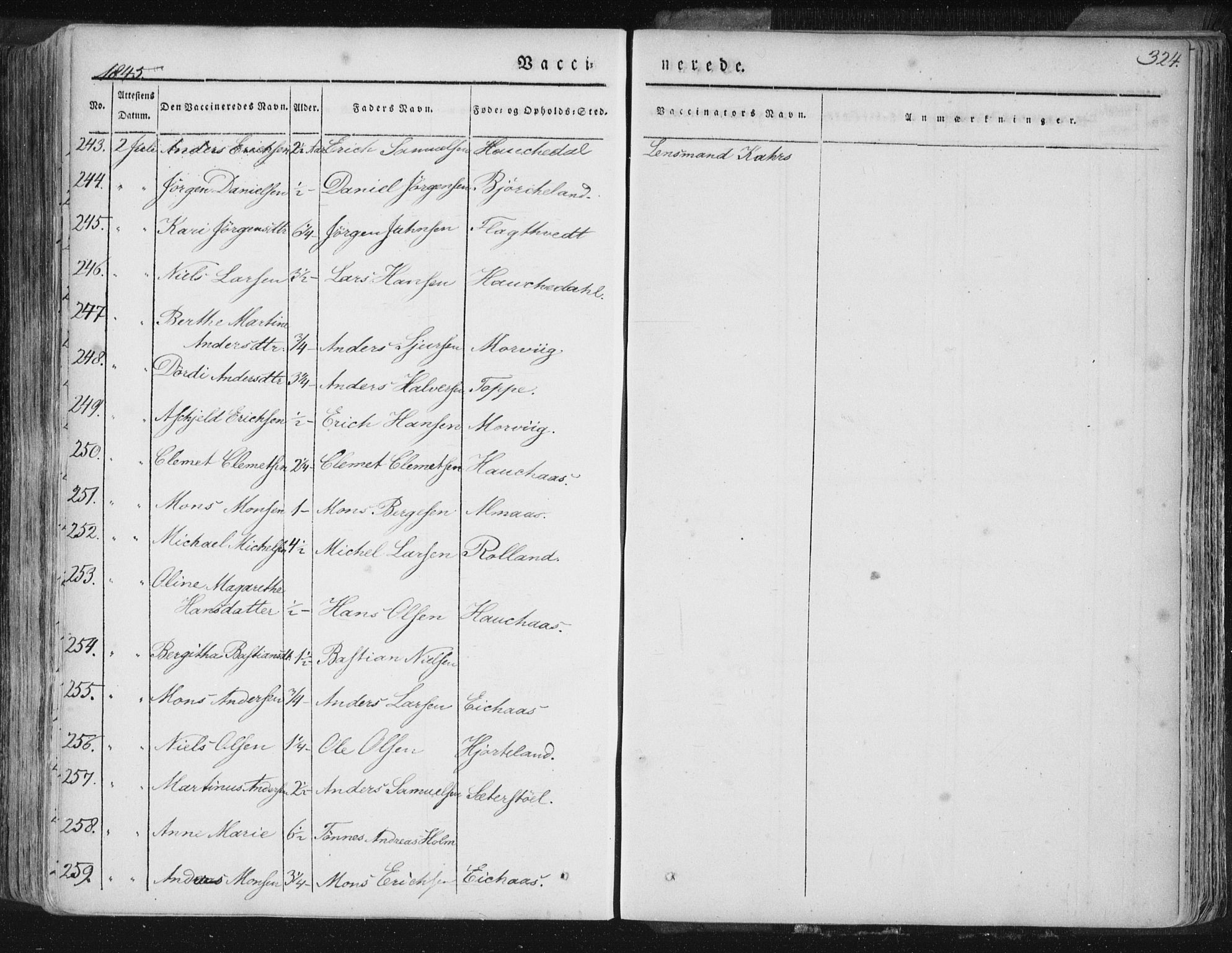 Hamre sokneprestembete, AV/SAB-A-75501/H/Ha/Haa/Haaa/L0012: Parish register (official) no. A 12, 1834-1845, p. 324