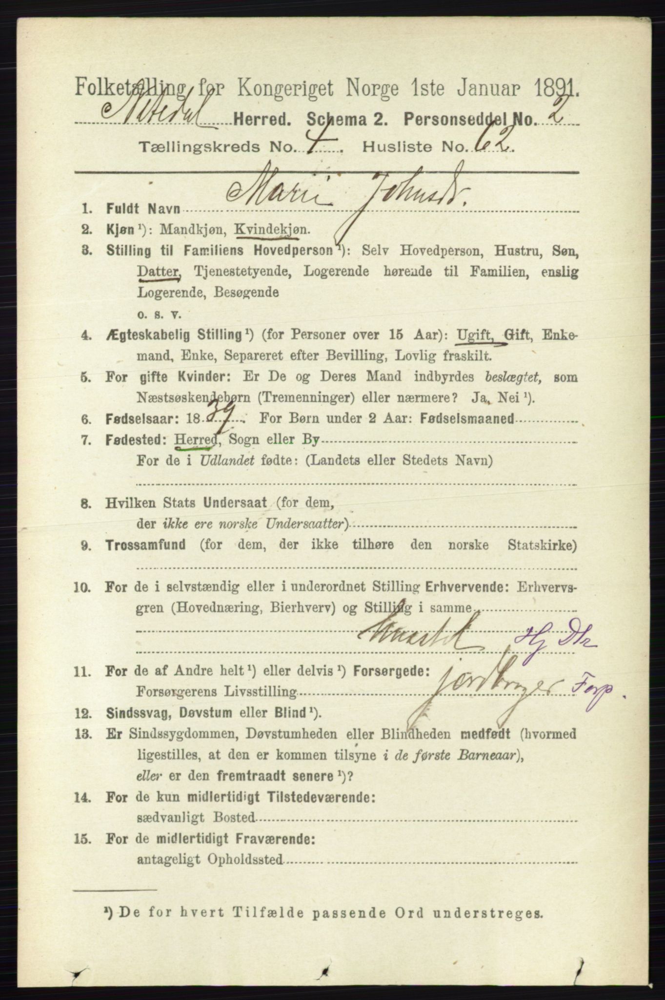 RA, 1891 census for 0233 Nittedal, 1891, p. 2042