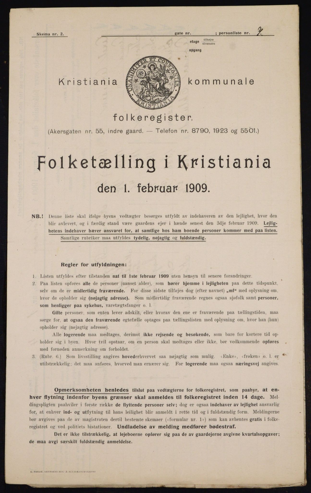 OBA, Municipal Census 1909 for Kristiania, 1909, p. 48664