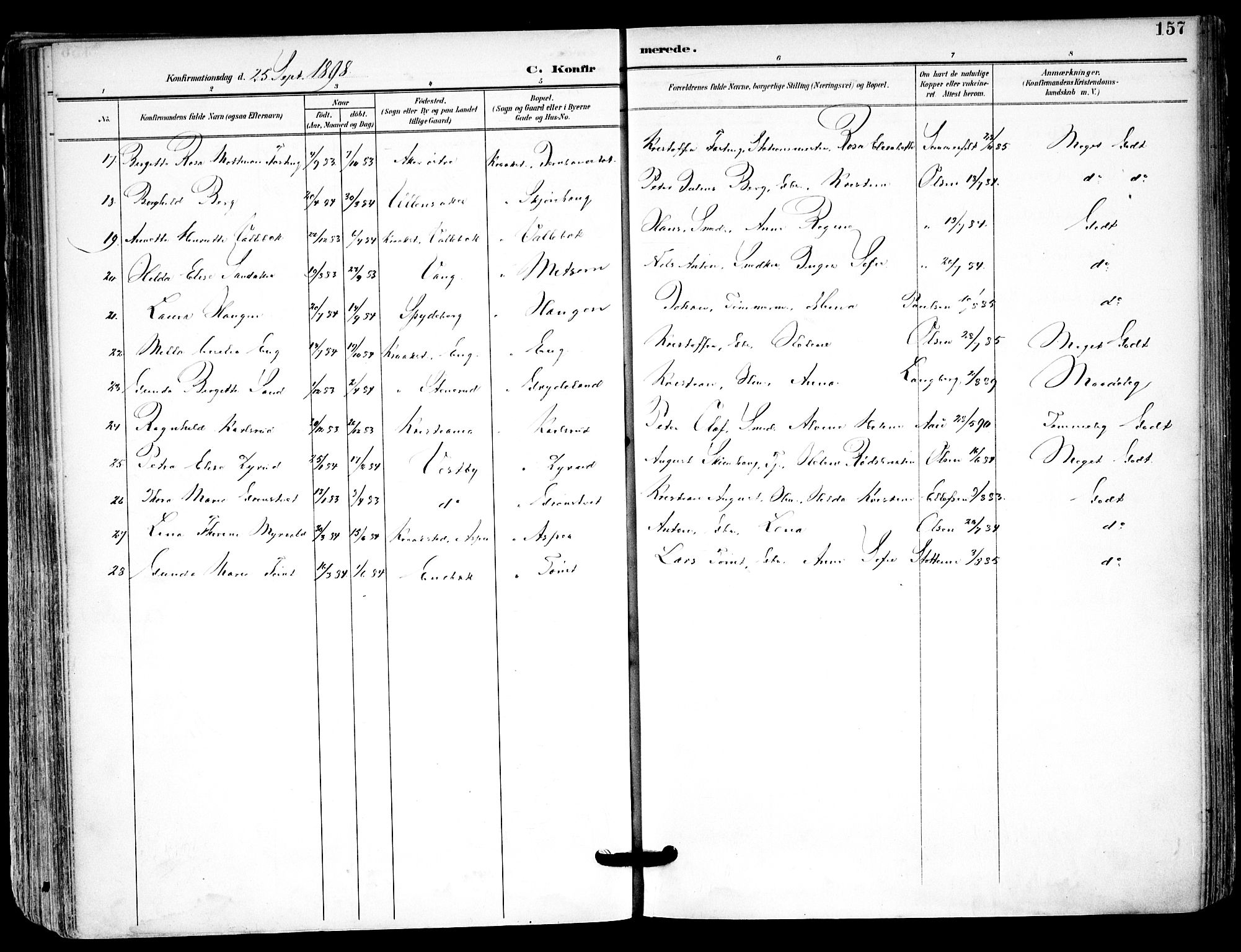 Kråkstad prestekontor Kirkebøker, SAO/A-10125a/F/Fa/L0010: Parish register (official) no. I 10, 1893-1931, p. 157