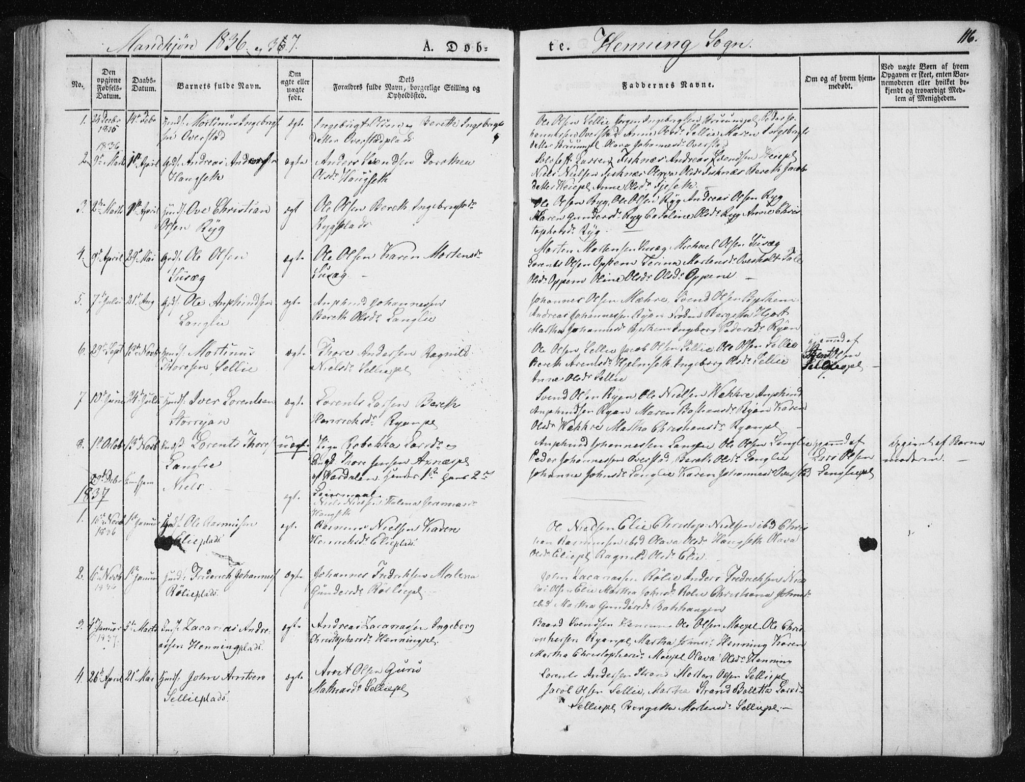 Ministerialprotokoller, klokkerbøker og fødselsregistre - Nord-Trøndelag, SAT/A-1458/735/L0339: Parish register (official) no. 735A06 /3, 1836-1848, p. 116