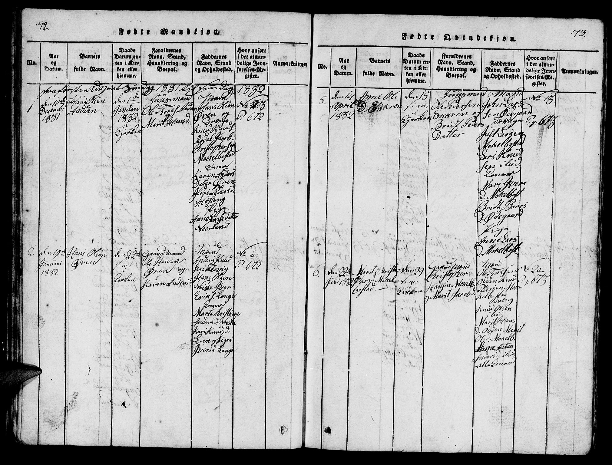 Ministerialprotokoller, klokkerbøker og fødselsregistre - Møre og Romsdal, SAT/A-1454/554/L0644: Parish register (copy) no. 554C01, 1818-1851, p. 72-73