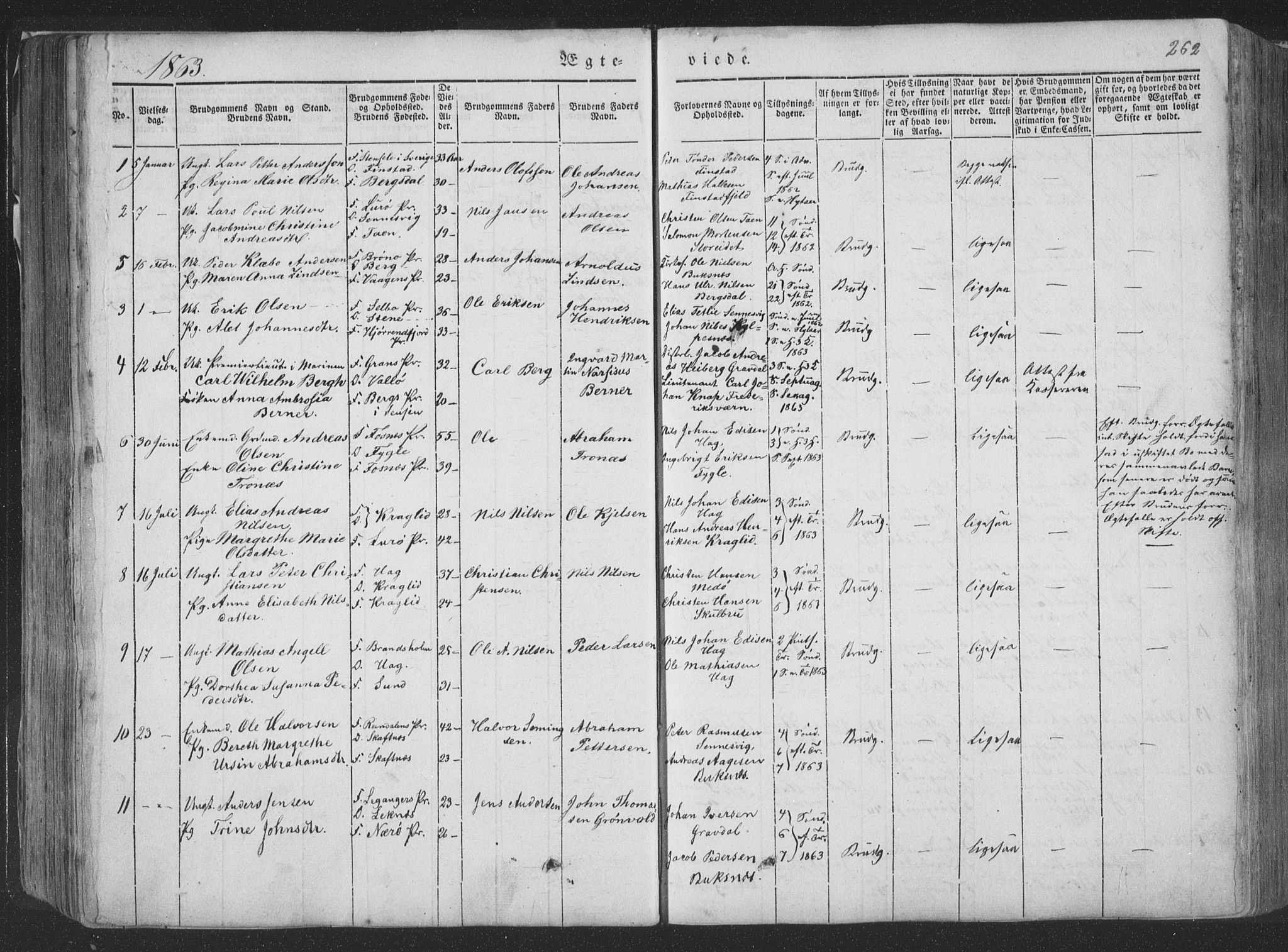 Ministerialprotokoller, klokkerbøker og fødselsregistre - Nordland, SAT/A-1459/881/L1165: Parish register (copy) no. 881C02, 1854-1876, p. 262