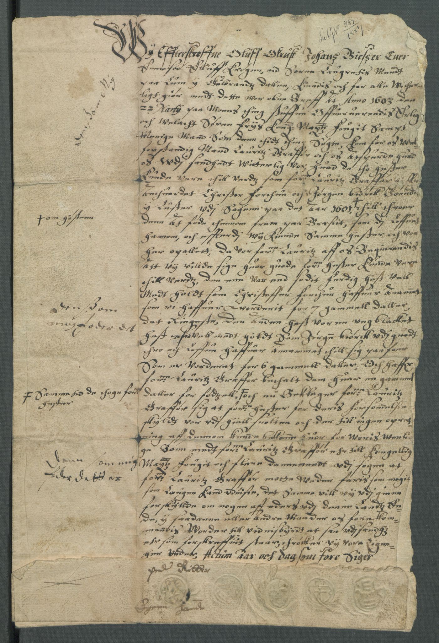 Riksarkivets diplomsamling, AV/RA-EA-5965/F02/L0112: Dokumenter, 1603, p. 17