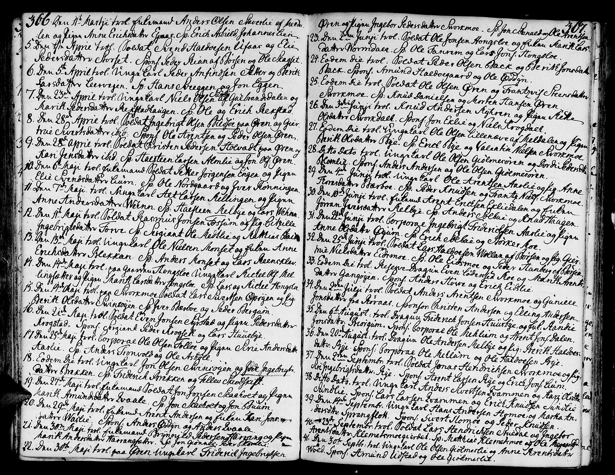 Ministerialprotokoller, klokkerbøker og fødselsregistre - Sør-Trøndelag, SAT/A-1456/668/L0802: Parish register (official) no. 668A02, 1776-1799, p. 366-367