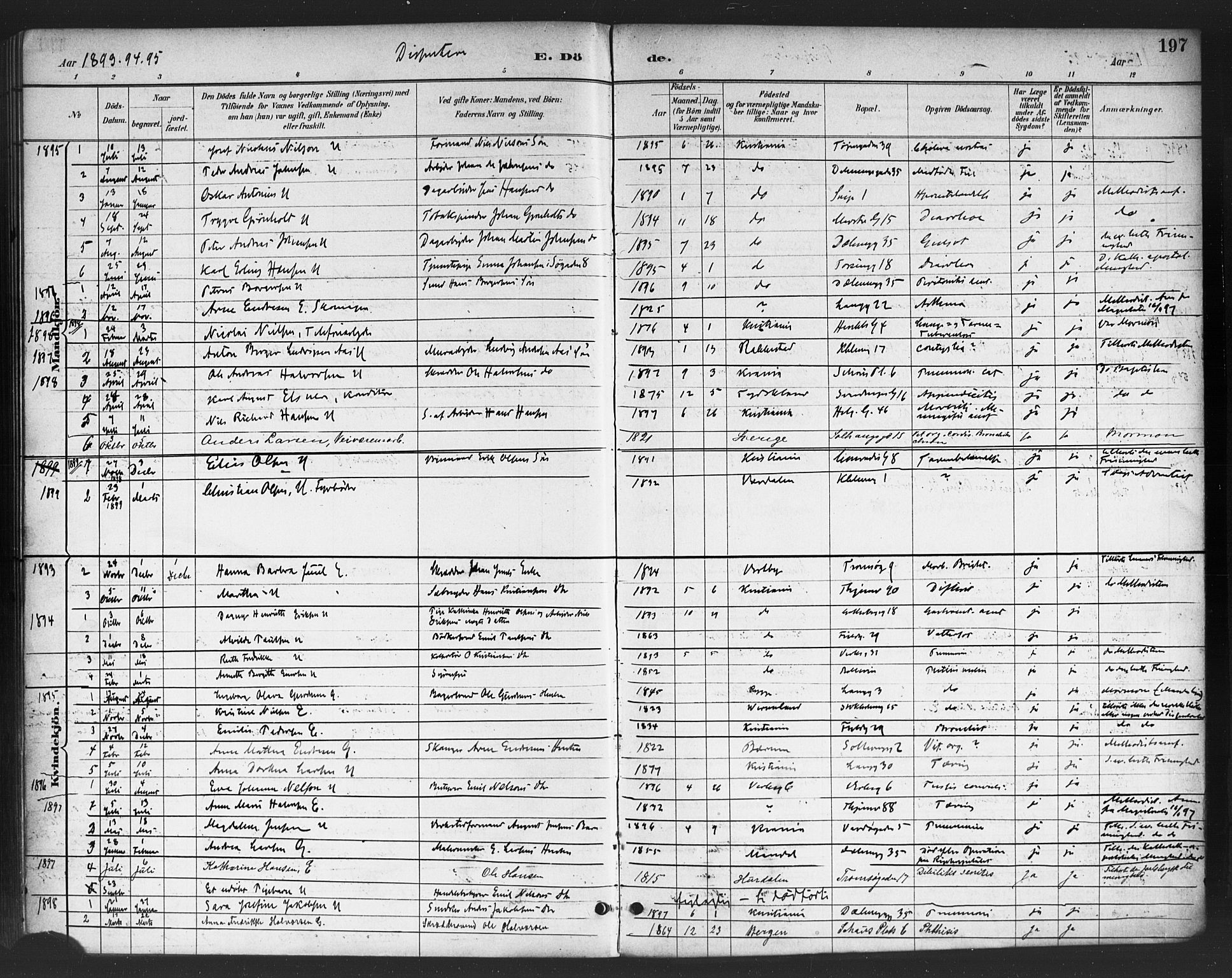 Petrus prestekontor Kirkebøker, AV/SAO-A-10872/F/Fa/L0003: Parish register (official) no. I 3, 1885-1903, p. 197