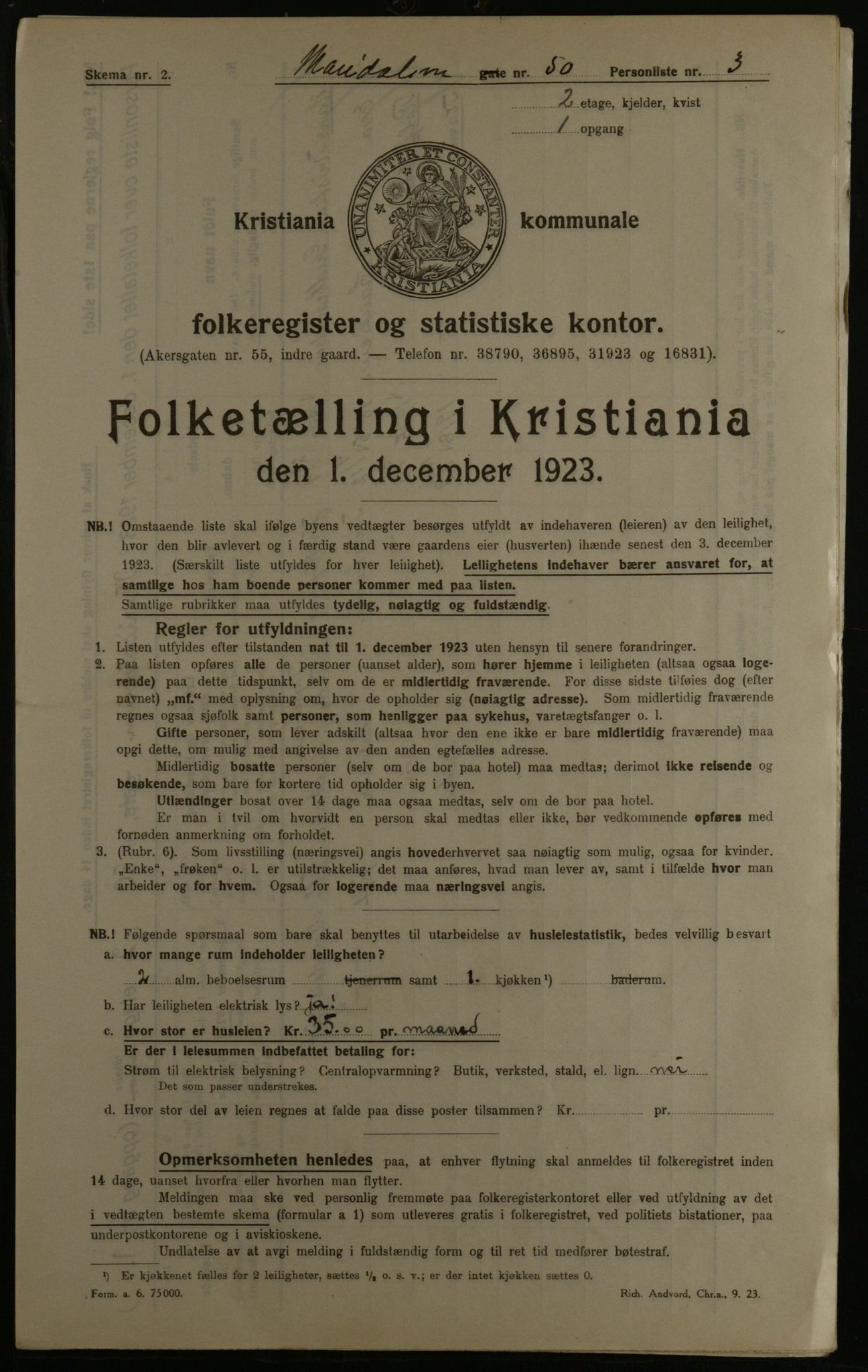 OBA, Municipal Census 1923 for Kristiania, 1923, p. 68141