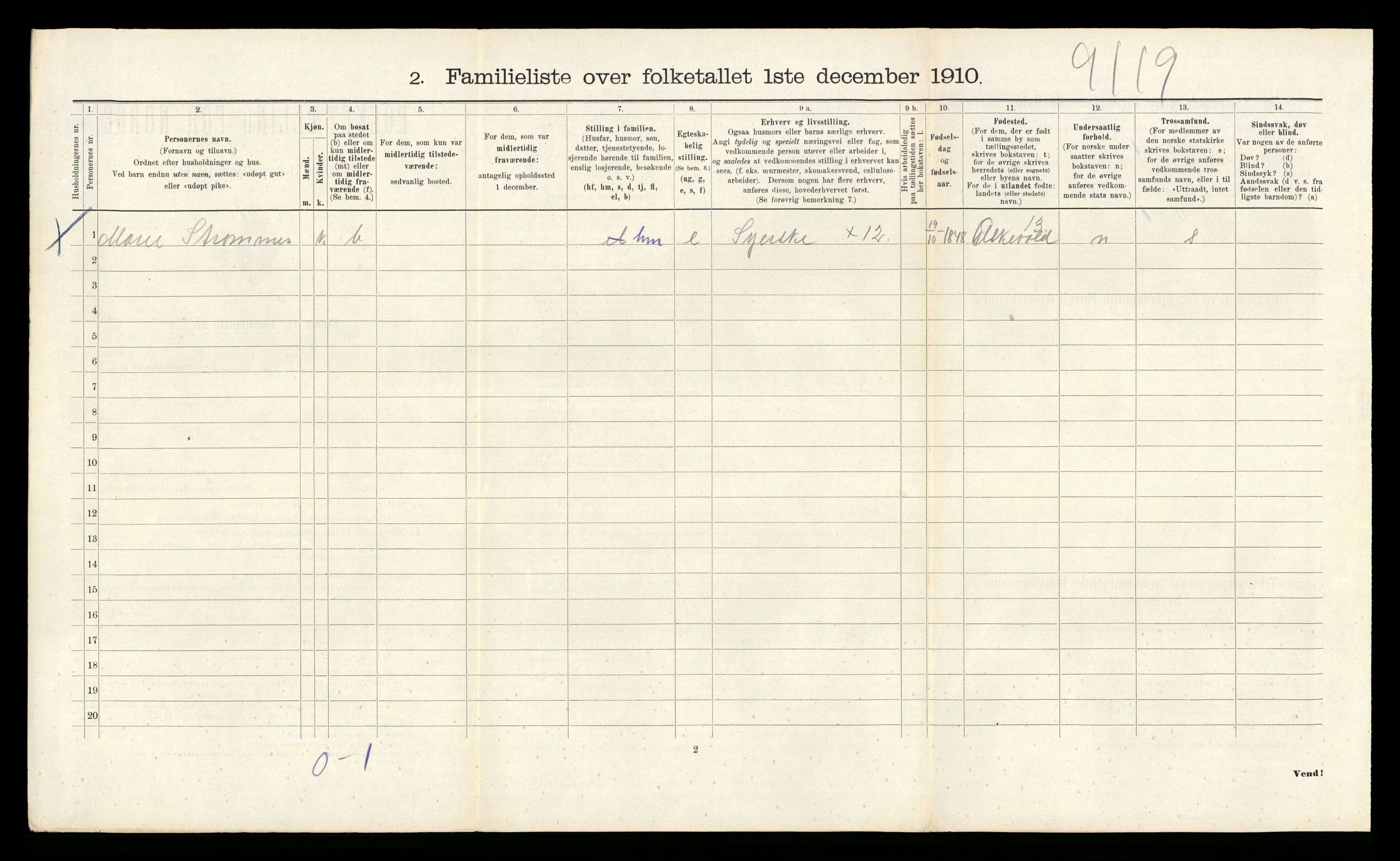 RA, 1910 census for Bergen, 1910, p. 10944