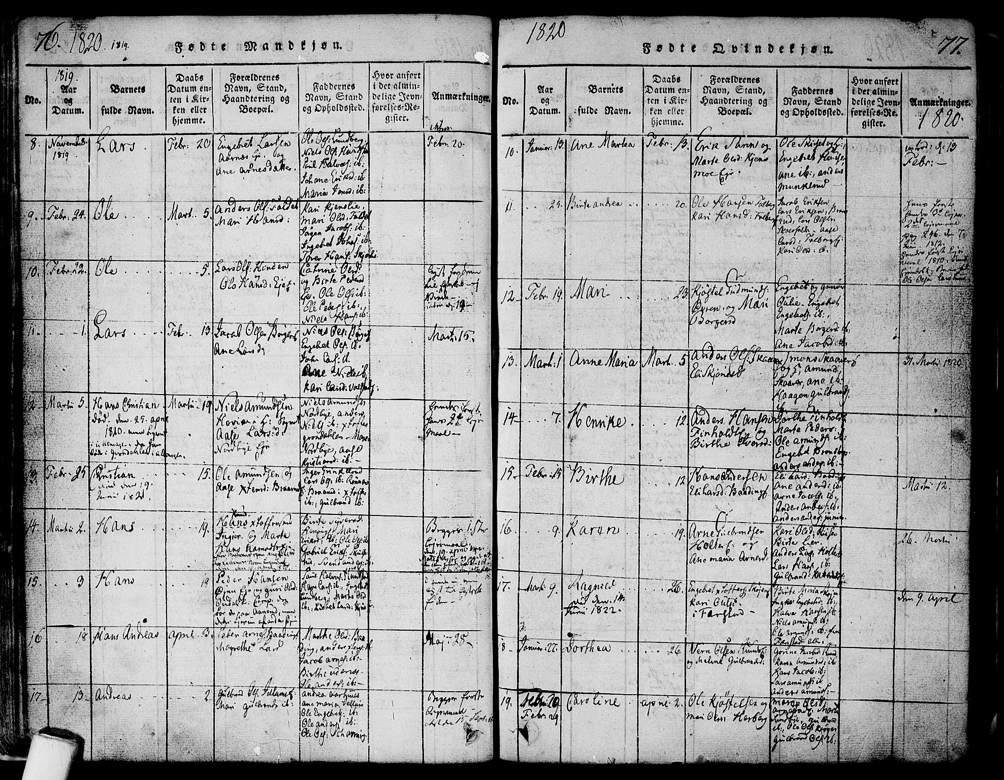 Nes prestekontor Kirkebøker, AV/SAO-A-10410/F/Fa/L0005: Parish register (official) no. I 5, 1815-1835, p. 76-77