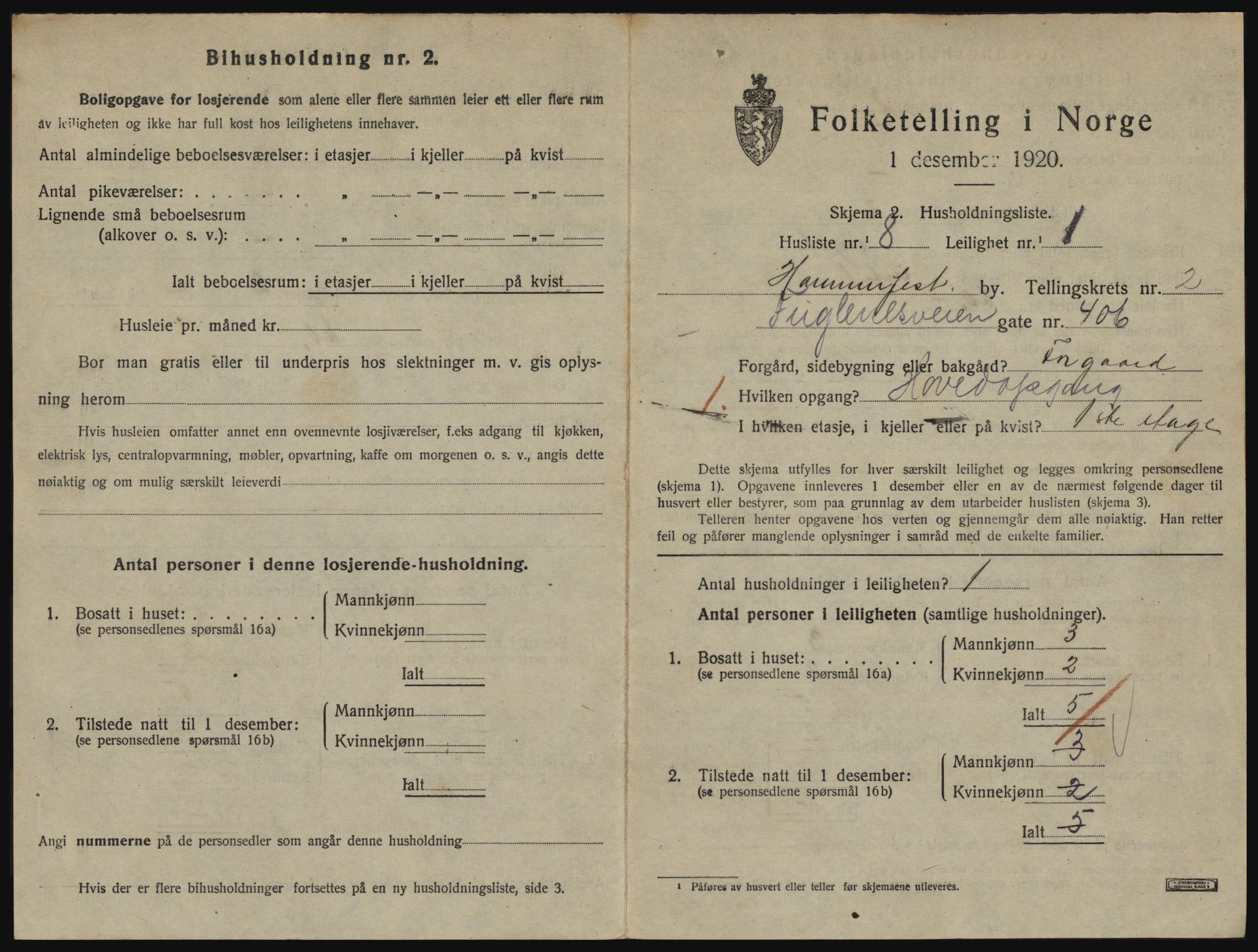 SATØ, 1920 census for Hammerfest, 1920, p. 1906