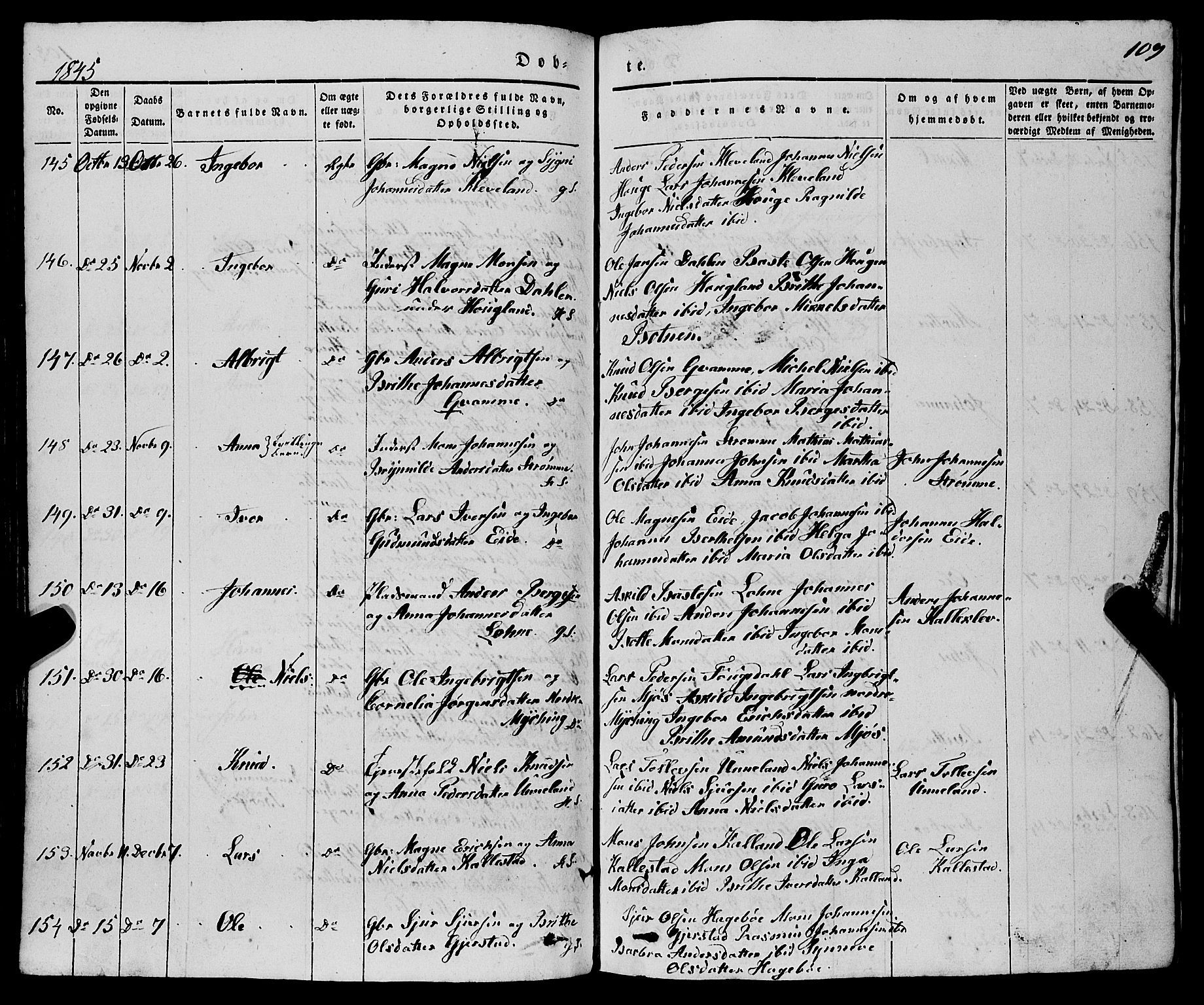 Haus sokneprestembete, AV/SAB-A-75601/H/Haa: Parish register (official) no. A 15, 1838-1847, p. 109