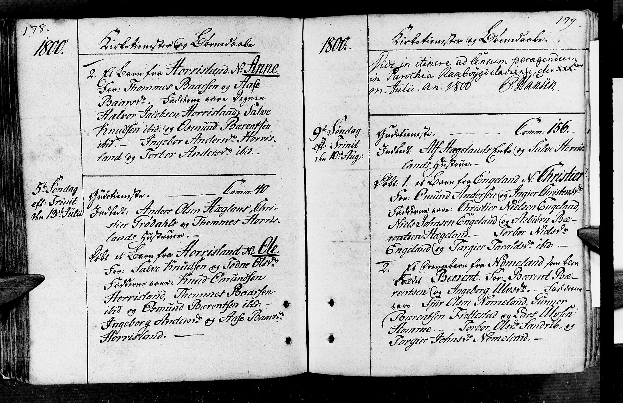 Vennesla sokneprestkontor, AV/SAK-1111-0045/Fa/Fac/L0002: Parish register (official) no. A 2, 1785-1834, p. 178-179