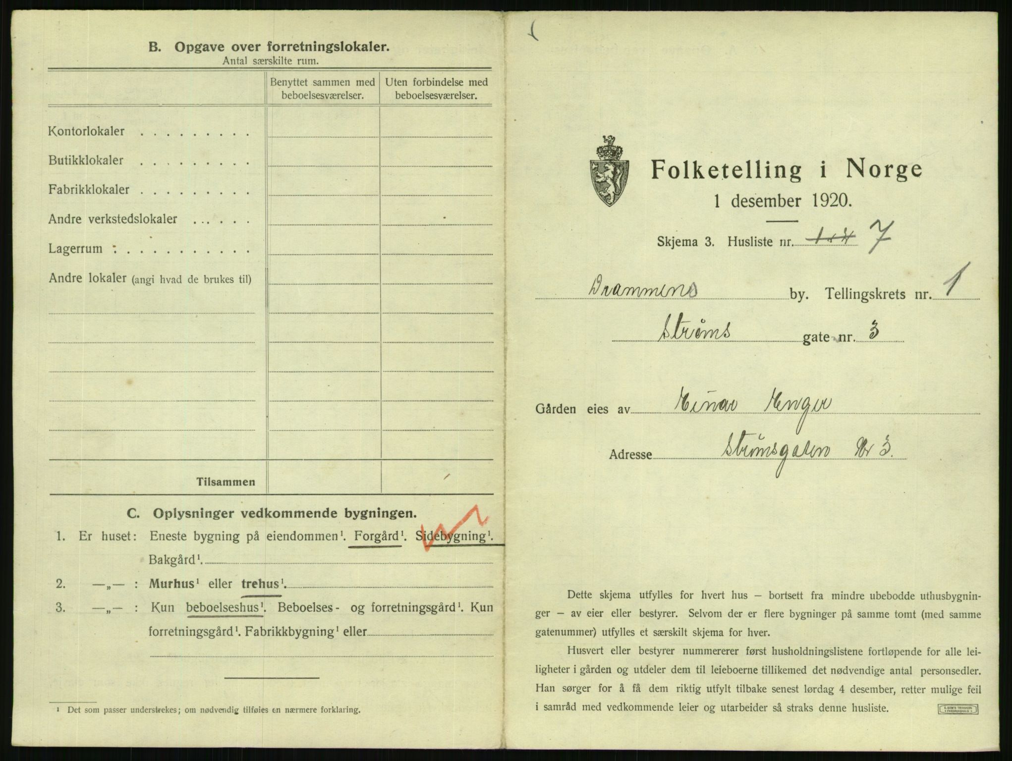 SAKO, 1920 census for Drammen, 1920, p. 116