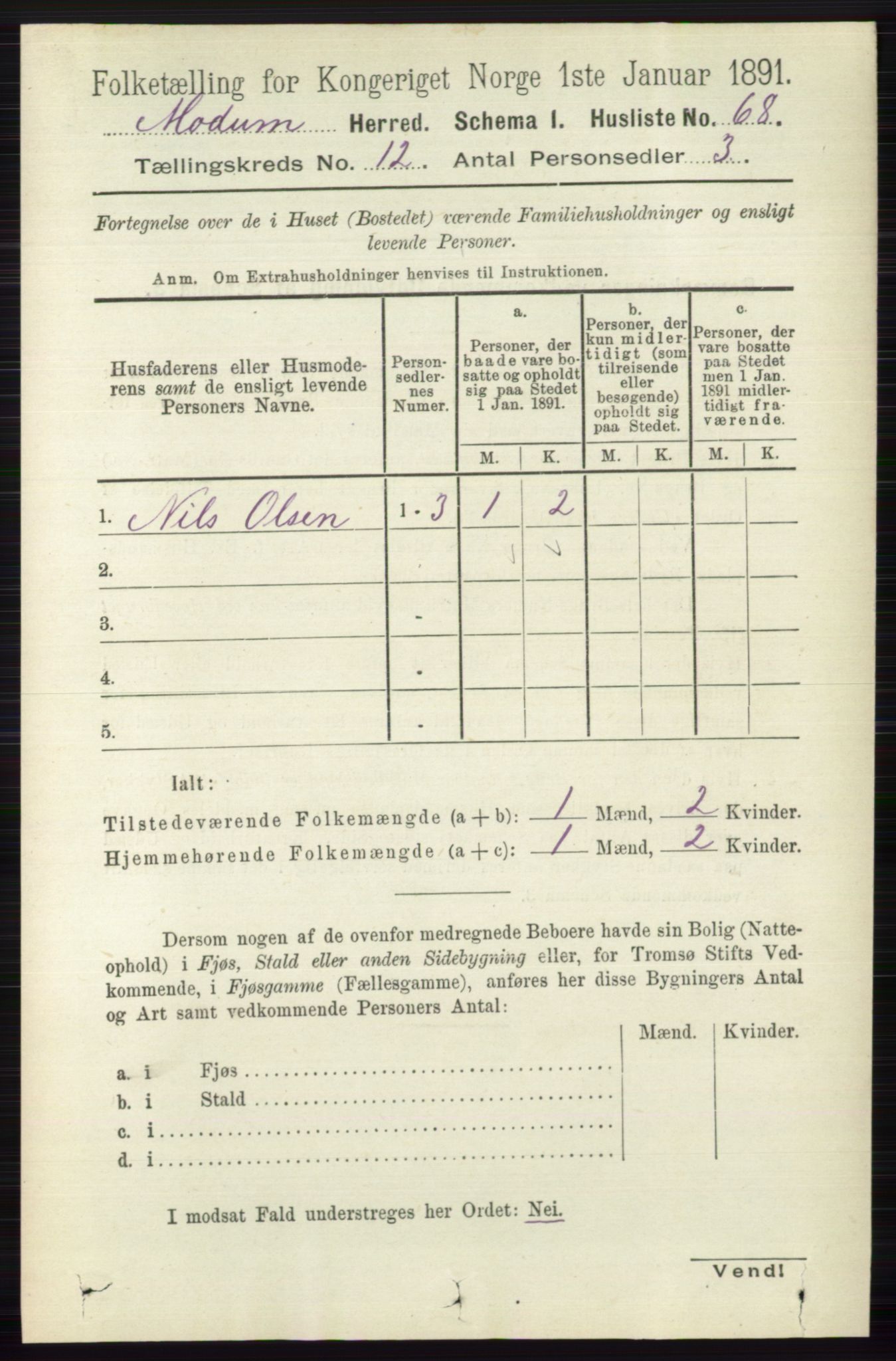 RA, 1891 census for 0623 Modum, 1891, p. 4443