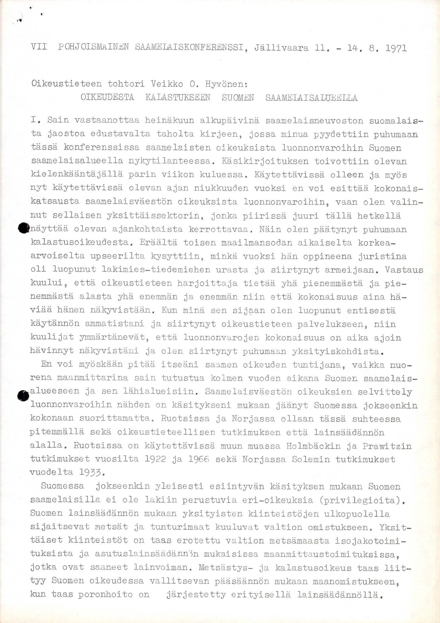 Sámiráđđi / Saami Council, SAMI/PA-1126/X/L0007: Saami Conference VII, 1971