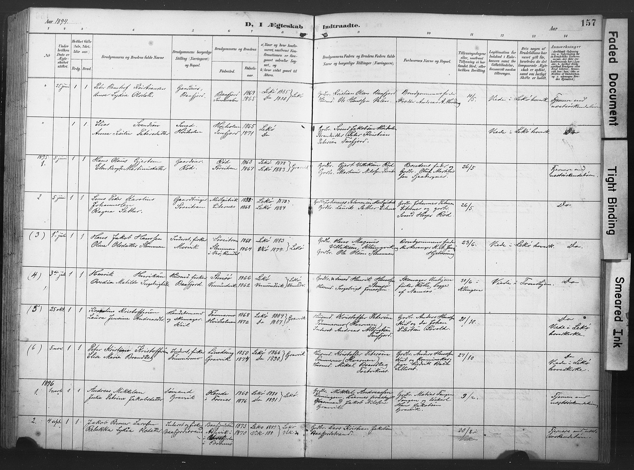 Ministerialprotokoller, klokkerbøker og fødselsregistre - Nord-Trøndelag, SAT/A-1458/789/L0706: Parish register (copy) no. 789C01, 1888-1931, p. 157