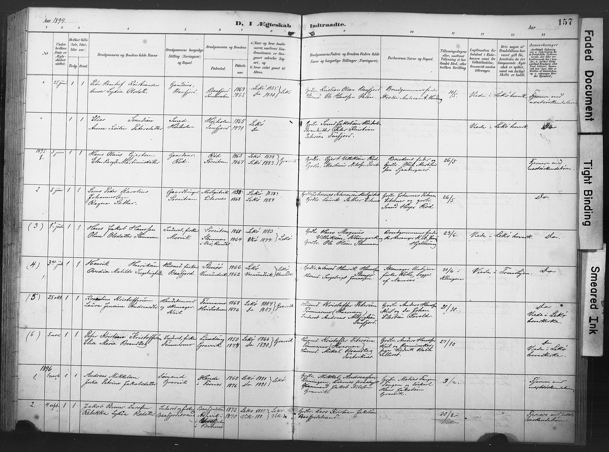 Ministerialprotokoller, klokkerbøker og fødselsregistre - Nord-Trøndelag, AV/SAT-A-1458/789/L0706: Parish register (copy) no. 789C01, 1888-1931, p. 157