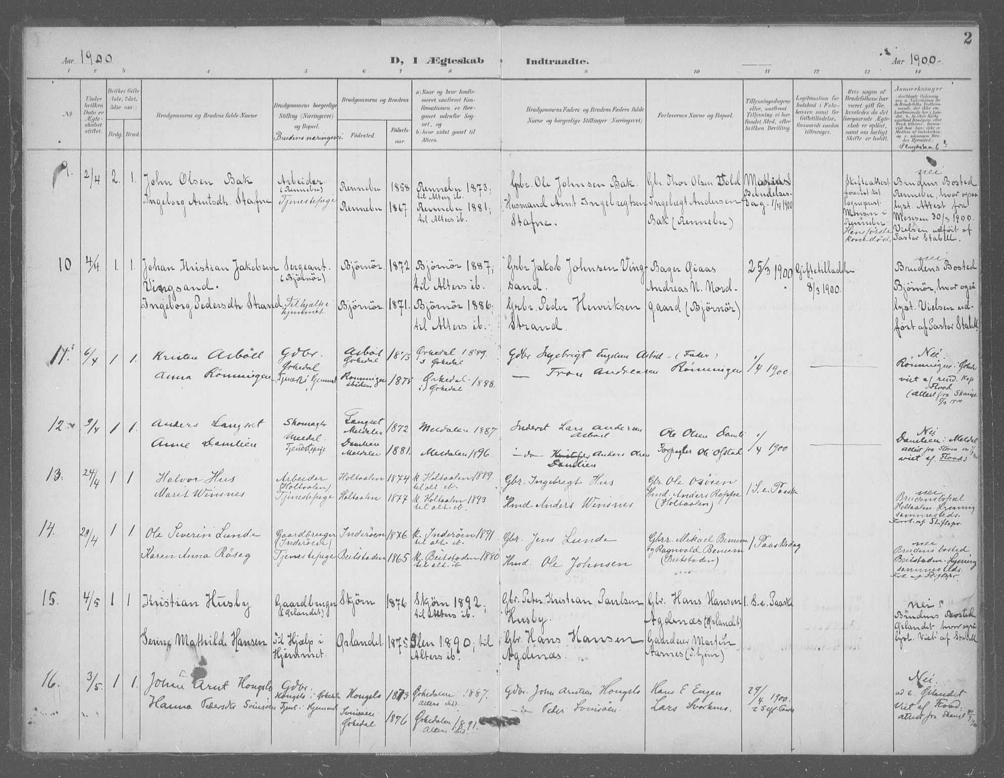 Ministerialprotokoller, klokkerbøker og fødselsregistre - Sør-Trøndelag, SAT/A-1456/601/L0077: Curate's parish register no. 601B10, 1900-1907, p. 2