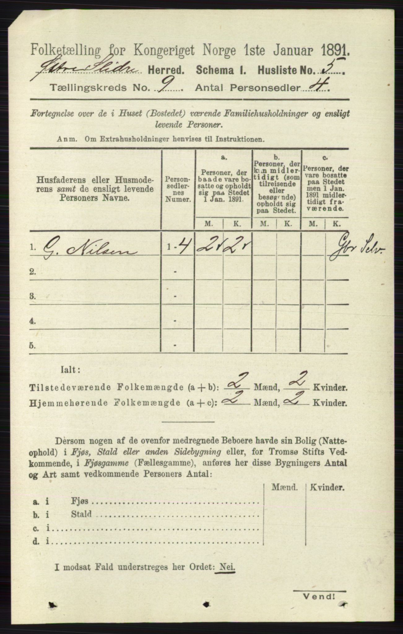 RA, 1891 census for 0544 Øystre Slidre, 1891, p. 3020