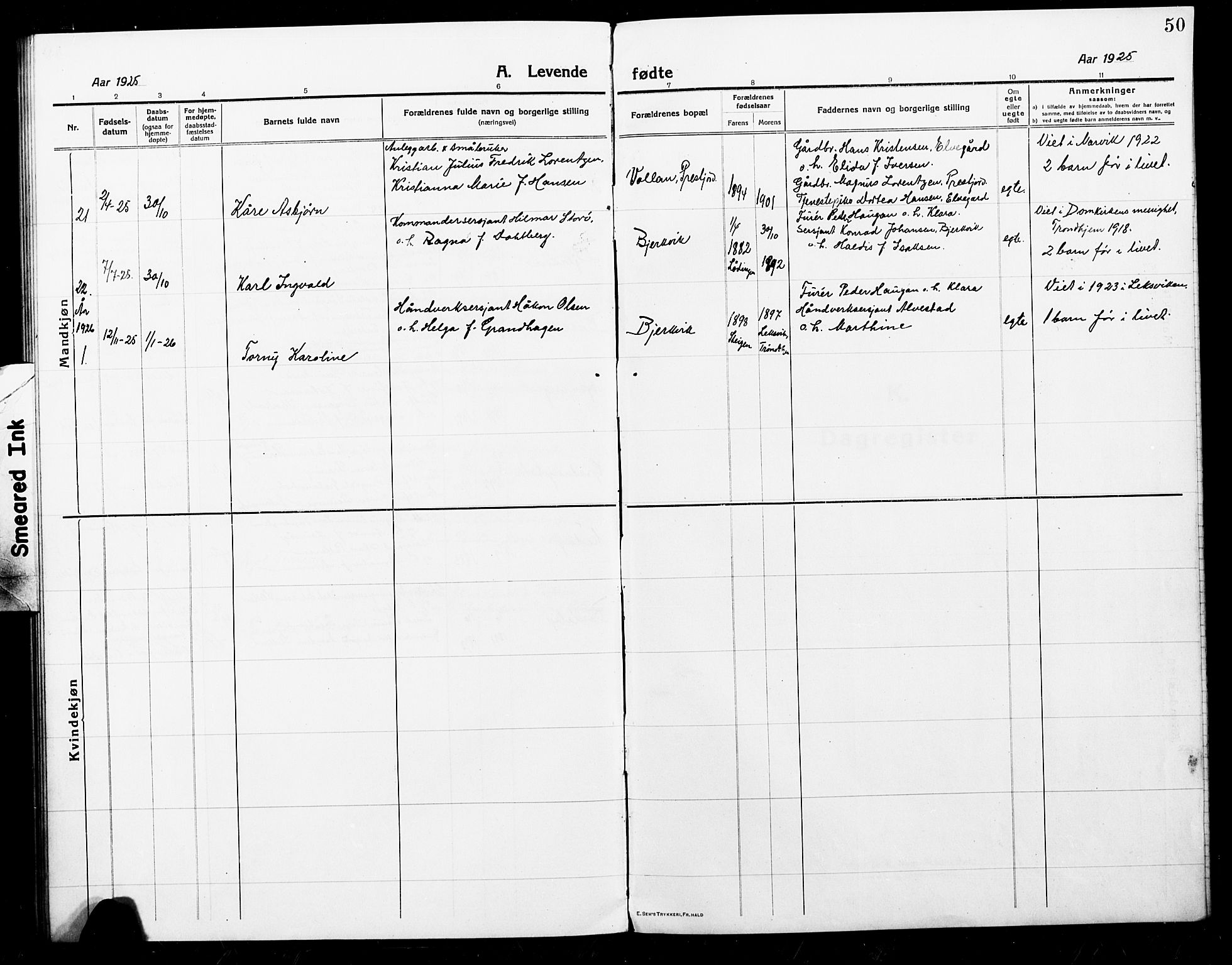 Ministerialprotokoller, klokkerbøker og fødselsregistre - Nordland, AV/SAT-A-1459/868/L0969: Parish register (copy) no. 868C01, 1914-1925, p. 50