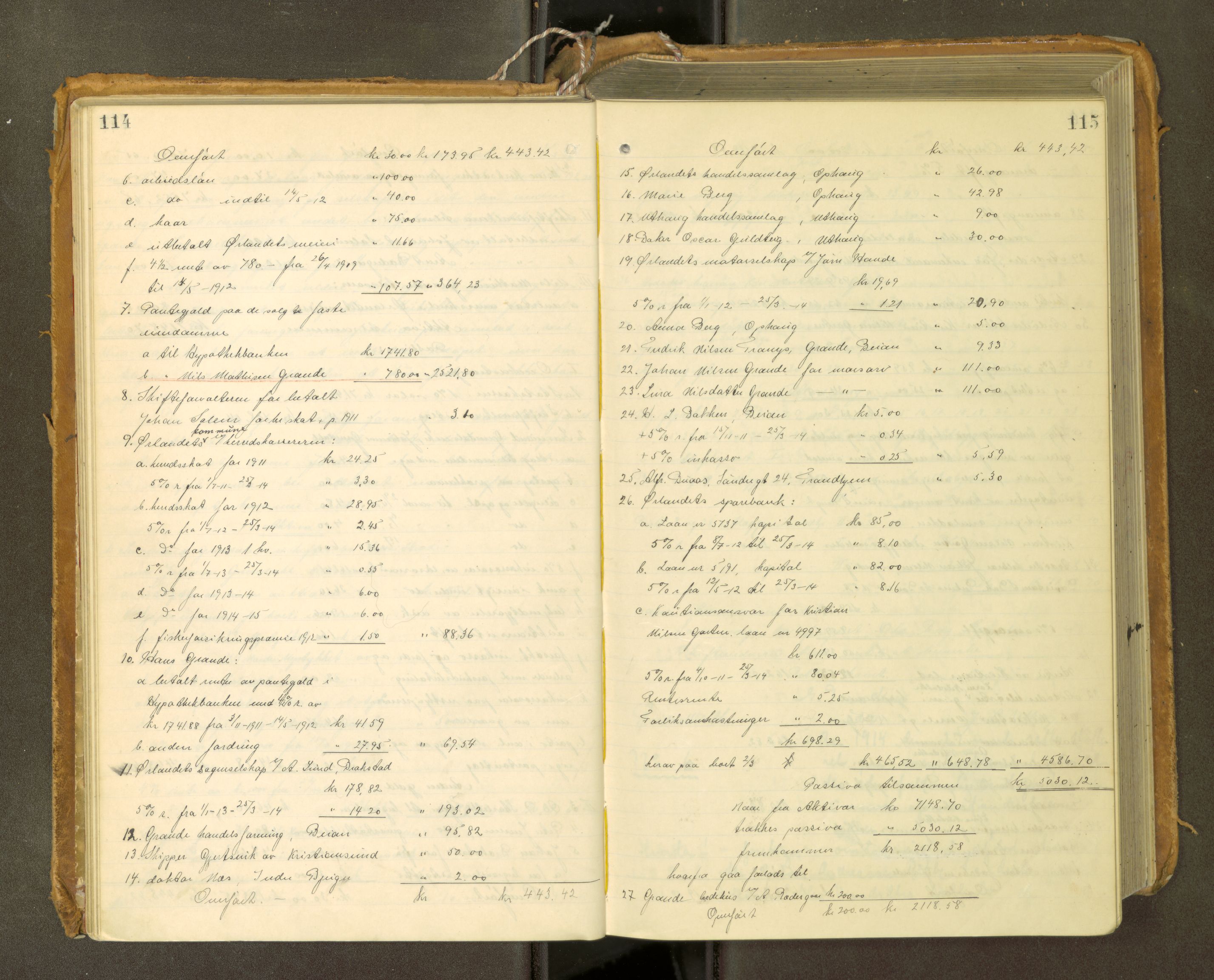 Fosen sorenskriveri, AV/SAT-A-1107/1/3/3A/L0031: Skifteutlodningsprotokoll nr. 10, 1913-1919, p. 114-115