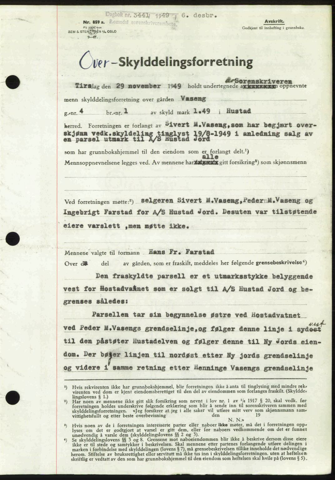 Romsdal sorenskriveri, AV/SAT-A-4149/1/2/2C: Mortgage book no. A31, 1949-1949, Diary no: : 3441/1949