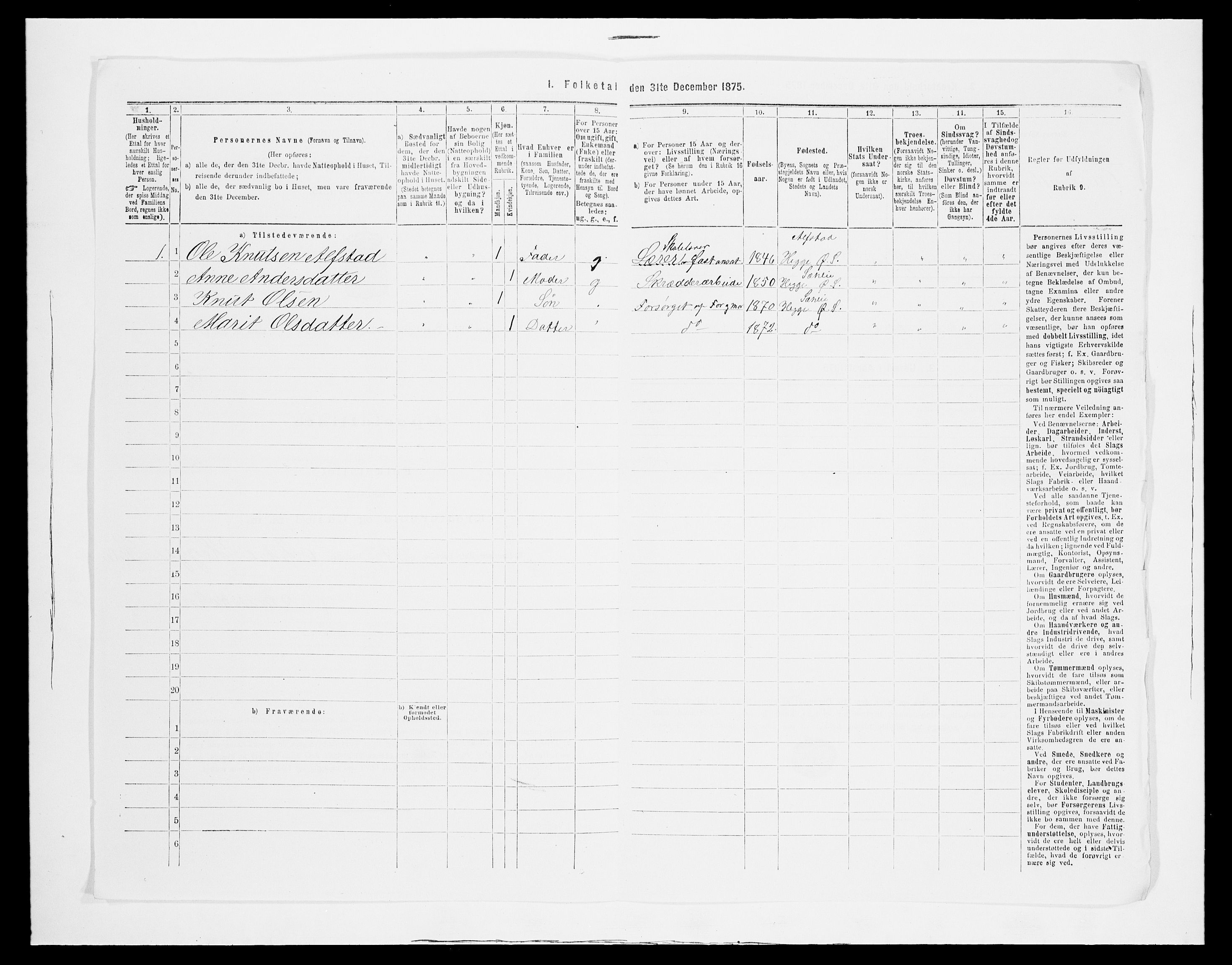 SAH, 1875 census for 0544P Øystre Slidre, 1875, p. 173