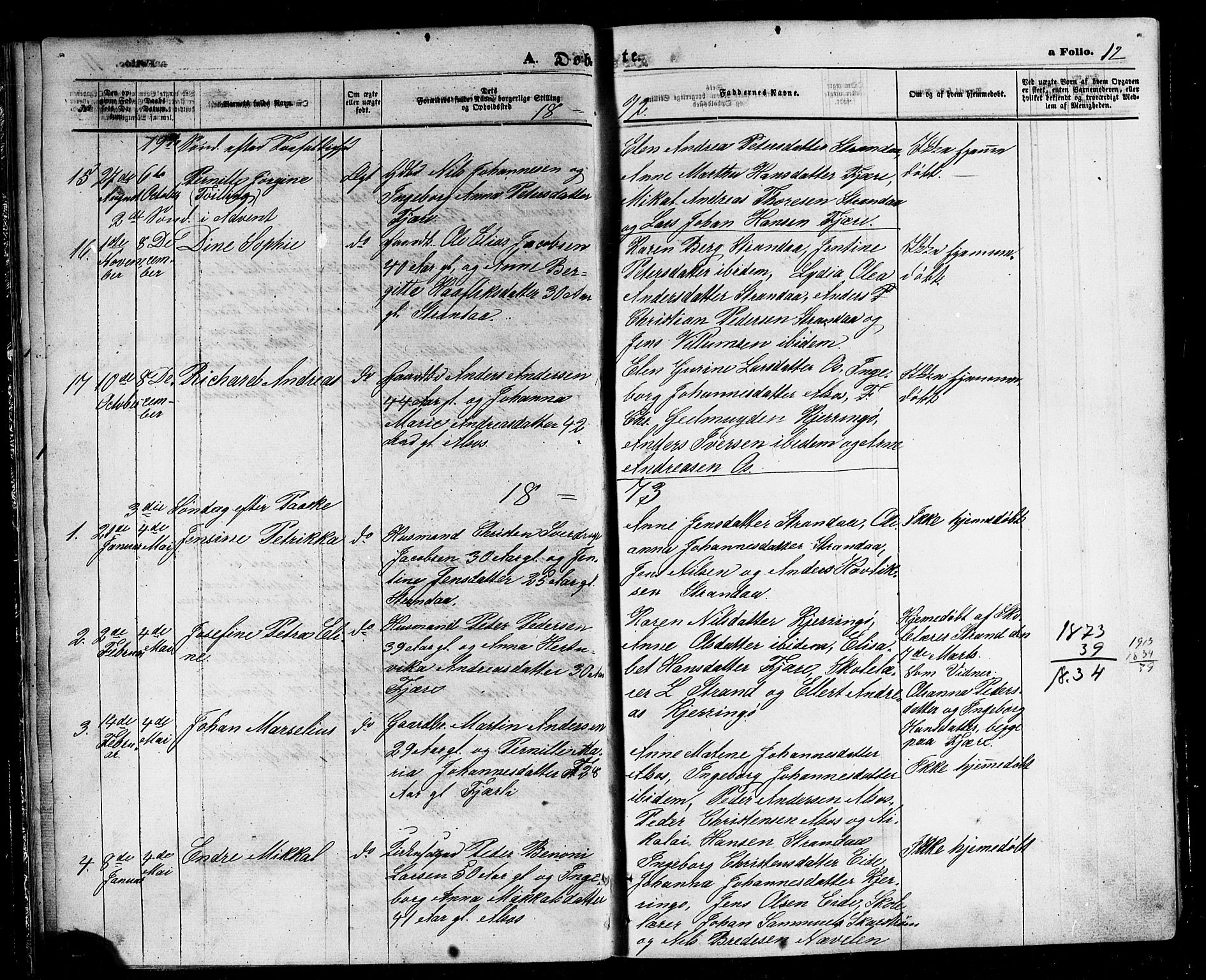 Ministerialprotokoller, klokkerbøker og fødselsregistre - Nordland, SAT/A-1459/803/L0075: Parish register (copy) no. 803C02, 1867-1881, p. 12