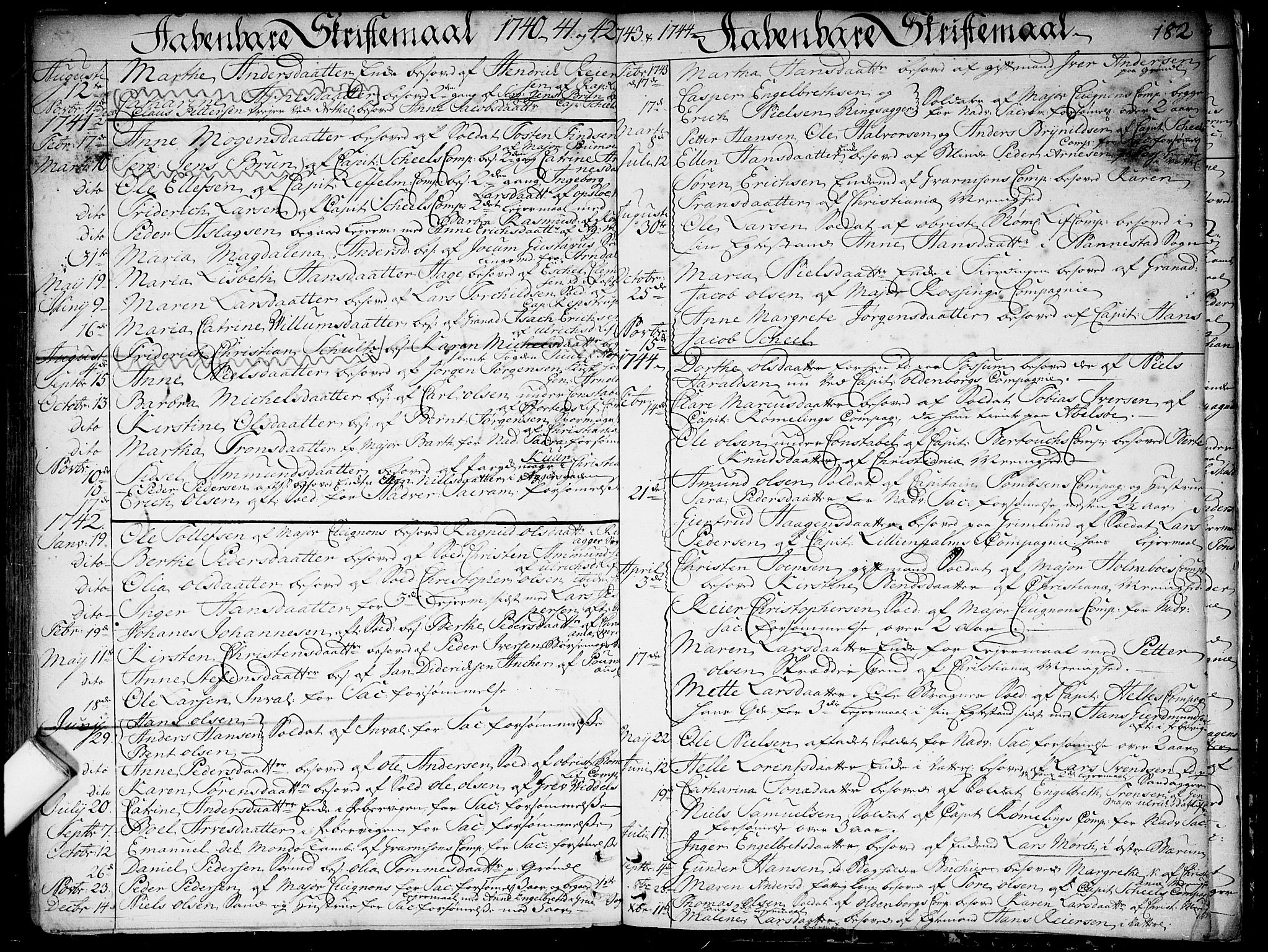 Garnisonsmenigheten Kirkebøker, SAO/A-10846/F/Fa/L0001: Parish register (official) no. 1, 1734-1756, p. 182