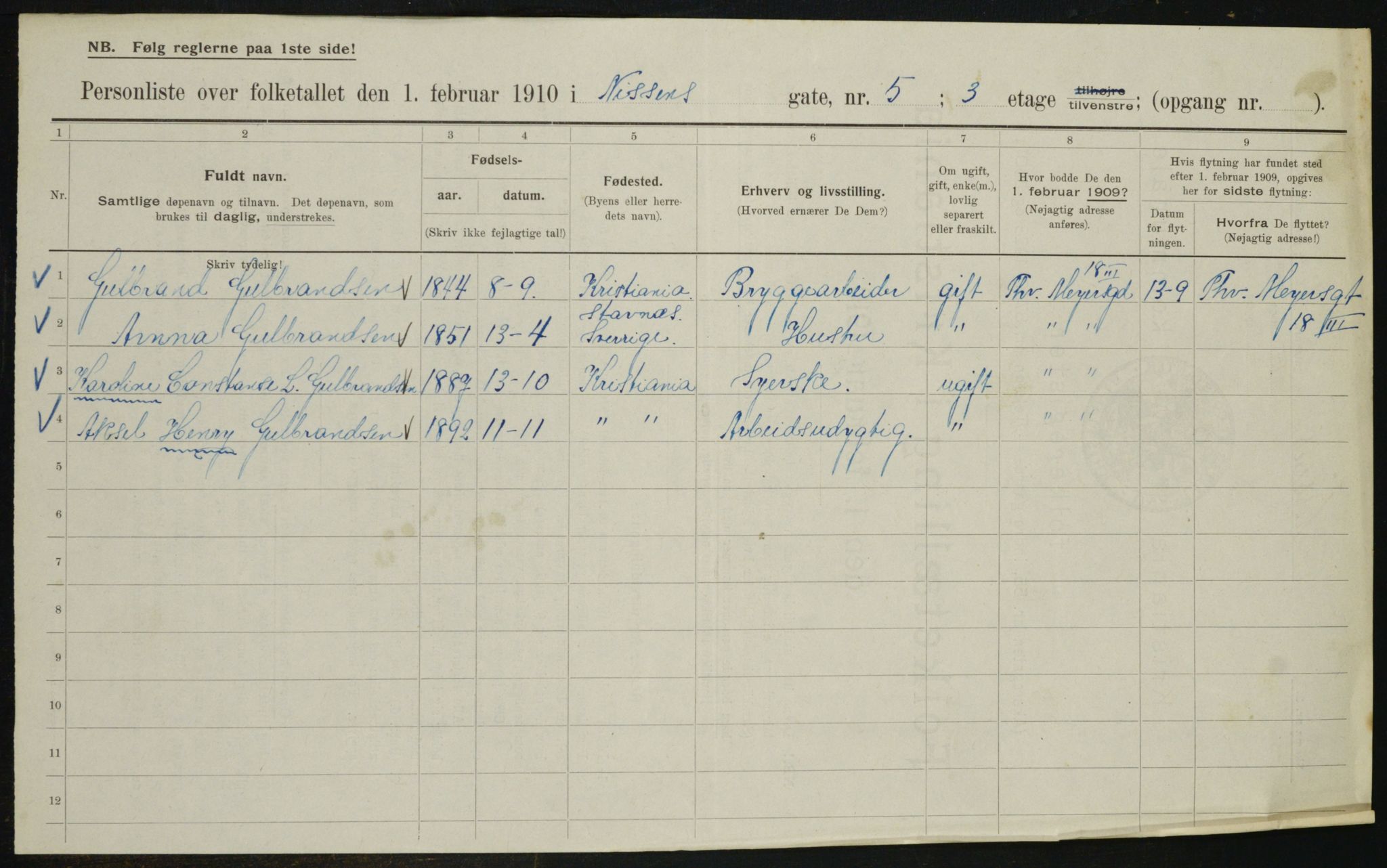 OBA, Municipal Census 1910 for Kristiania, 1910, p. 68756