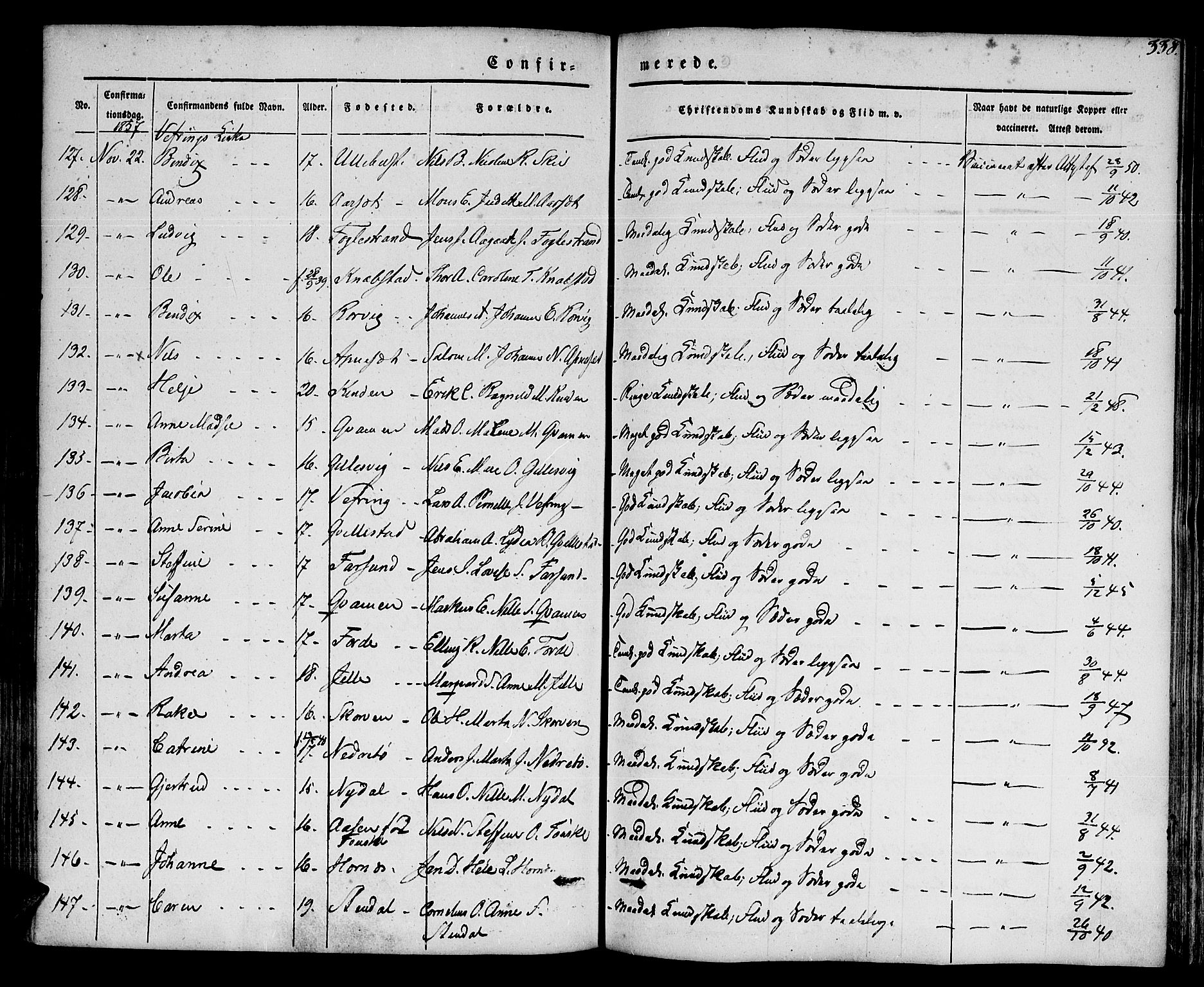 Førde sokneprestembete, AV/SAB-A-79901/H/Haa/Haaa/L0007: Parish register (official) no. A 7, 1843-1860, p. 338