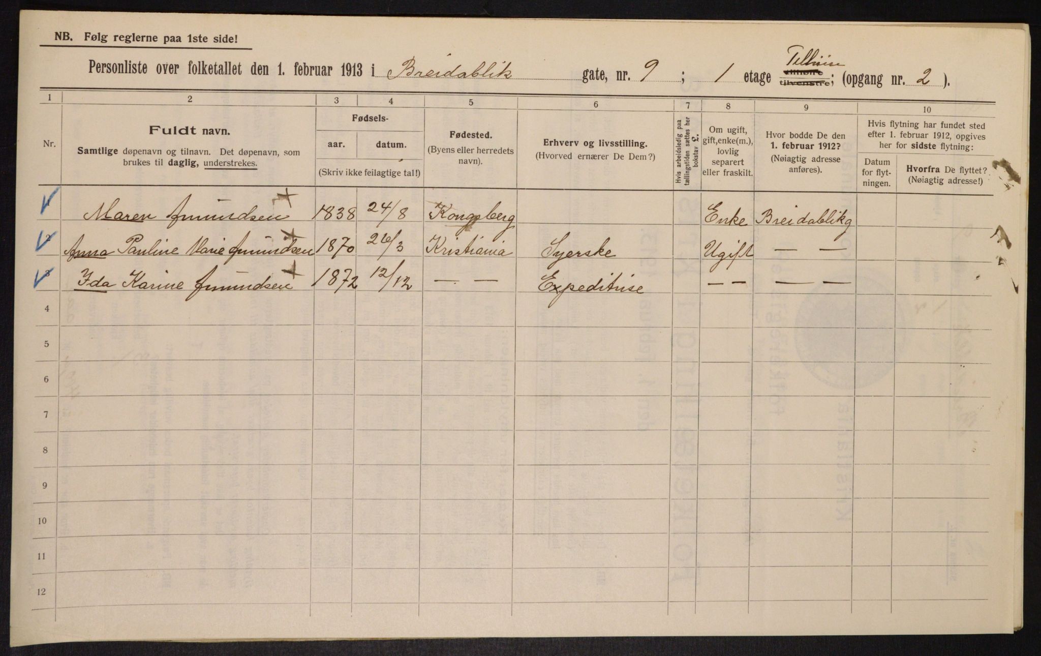 OBA, Municipal Census 1913 for Kristiania, 1913, p. 8006