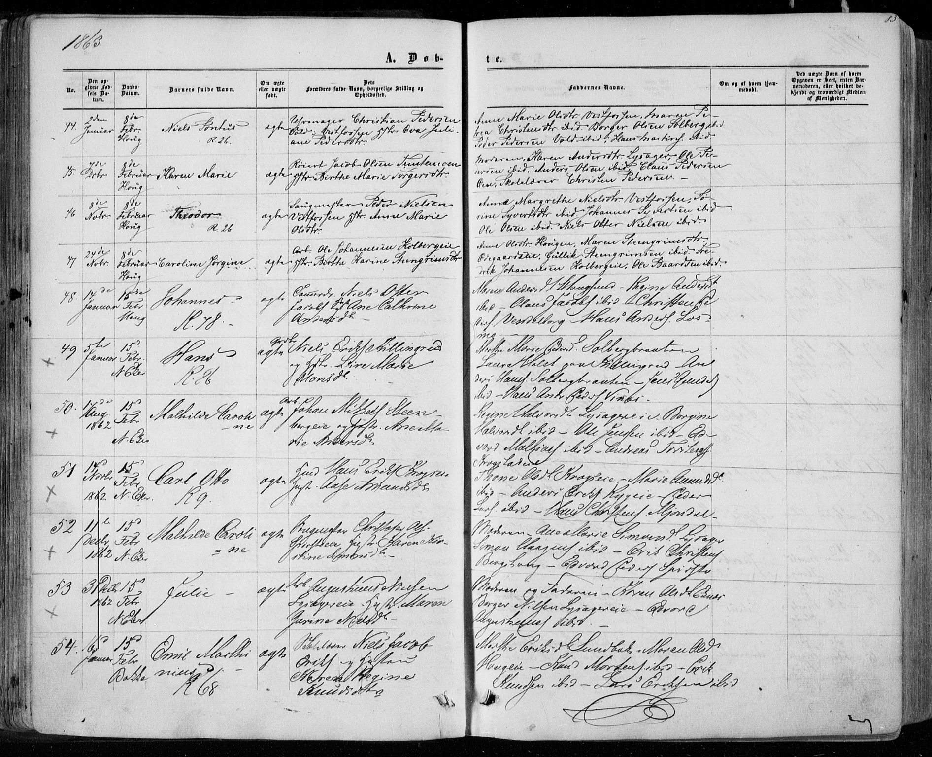Eiker kirkebøker, SAKO/A-4/F/Fa/L0016: Parish register (official) no. I 16, 1860-1868, p. 83