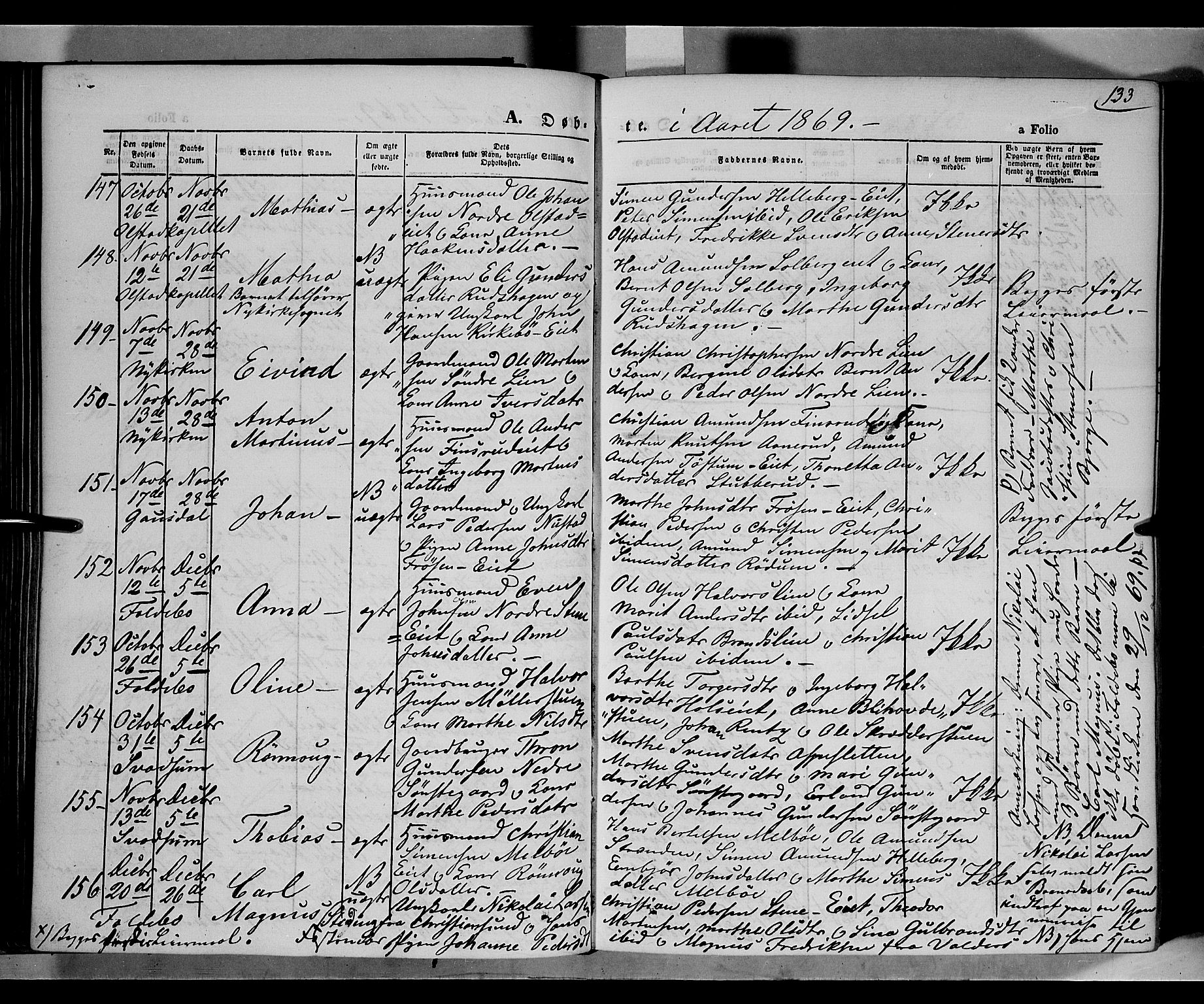 Gausdal prestekontor, AV/SAH-PREST-090/H/Ha/Haa/L0009: Parish register (official) no. 9, 1862-1873, p. 133