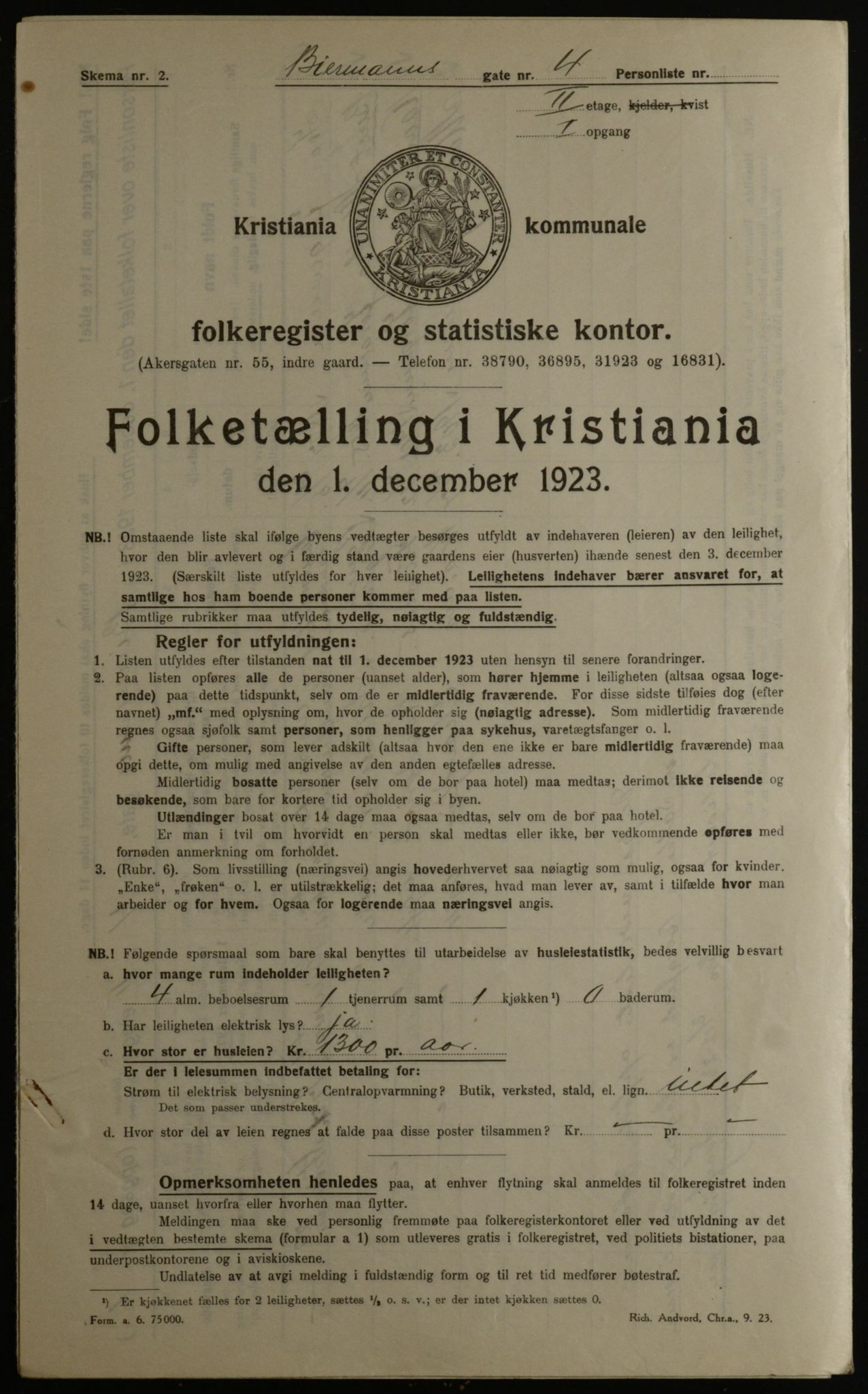 OBA, Municipal Census 1923 for Kristiania, 1923, p. 5804