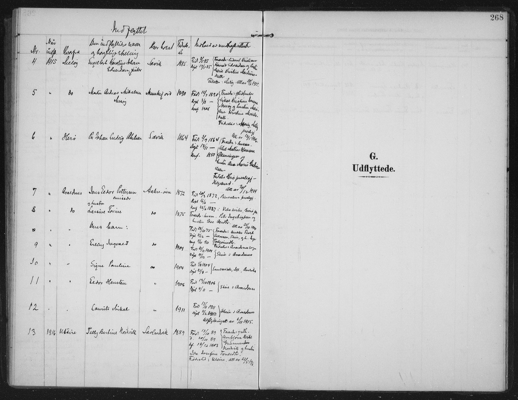 Kopervik sokneprestkontor, AV/SAST-A-101850/H/Ha/Haa/L0005: Parish register (official) no. A 5, 1906-1924, p. 268