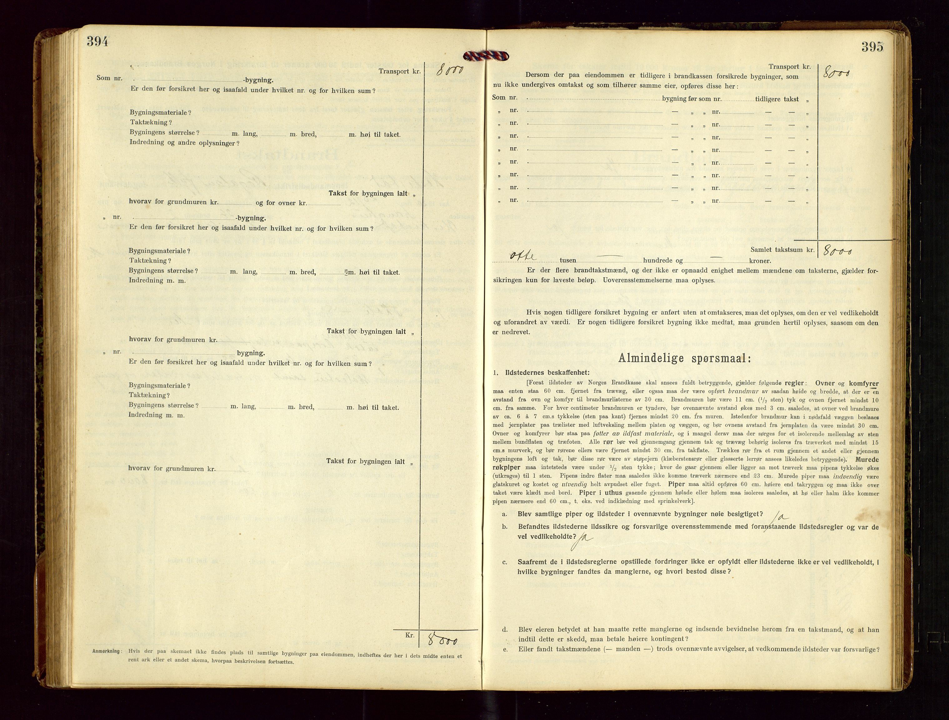 Heskestad lensmannskontor, AV/SAST-A-100304/Gob/L0002: "Brandtakstprotokol", 1915-1922, p. 394-395