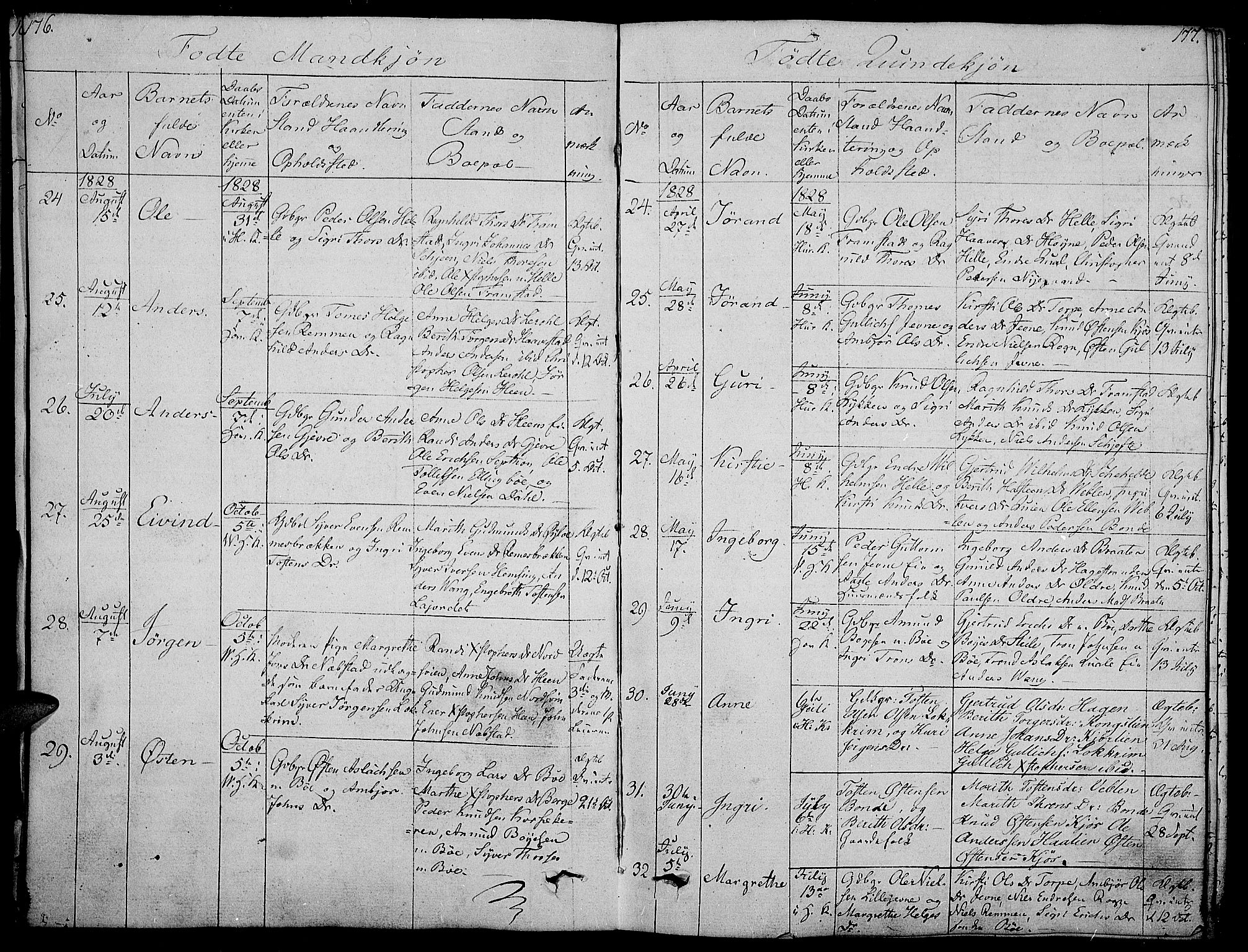 Vang prestekontor, Valdres, AV/SAH-PREST-140/H/Ha/L0003: Parish register (official) no. 3, 1809-1831, p. 176-177