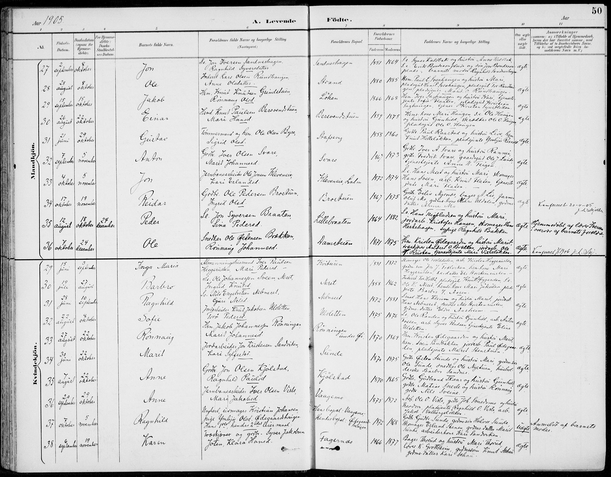 Vågå prestekontor, AV/SAH-PREST-076/H/Ha/Hab/L0002: Parish register (copy) no. 2, 1894-1939, p. 50